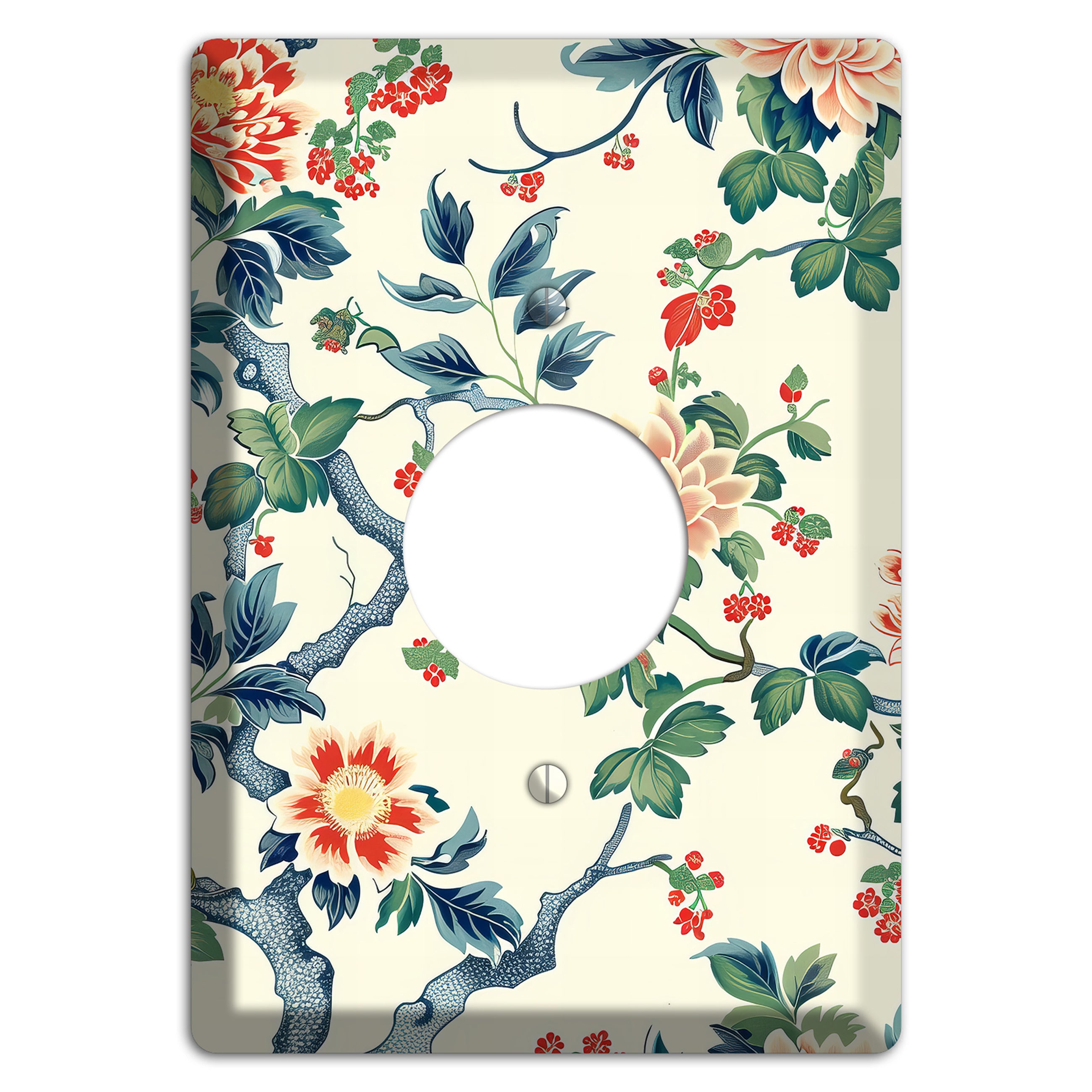 Peony & Branch Single Receptacle Wallplate