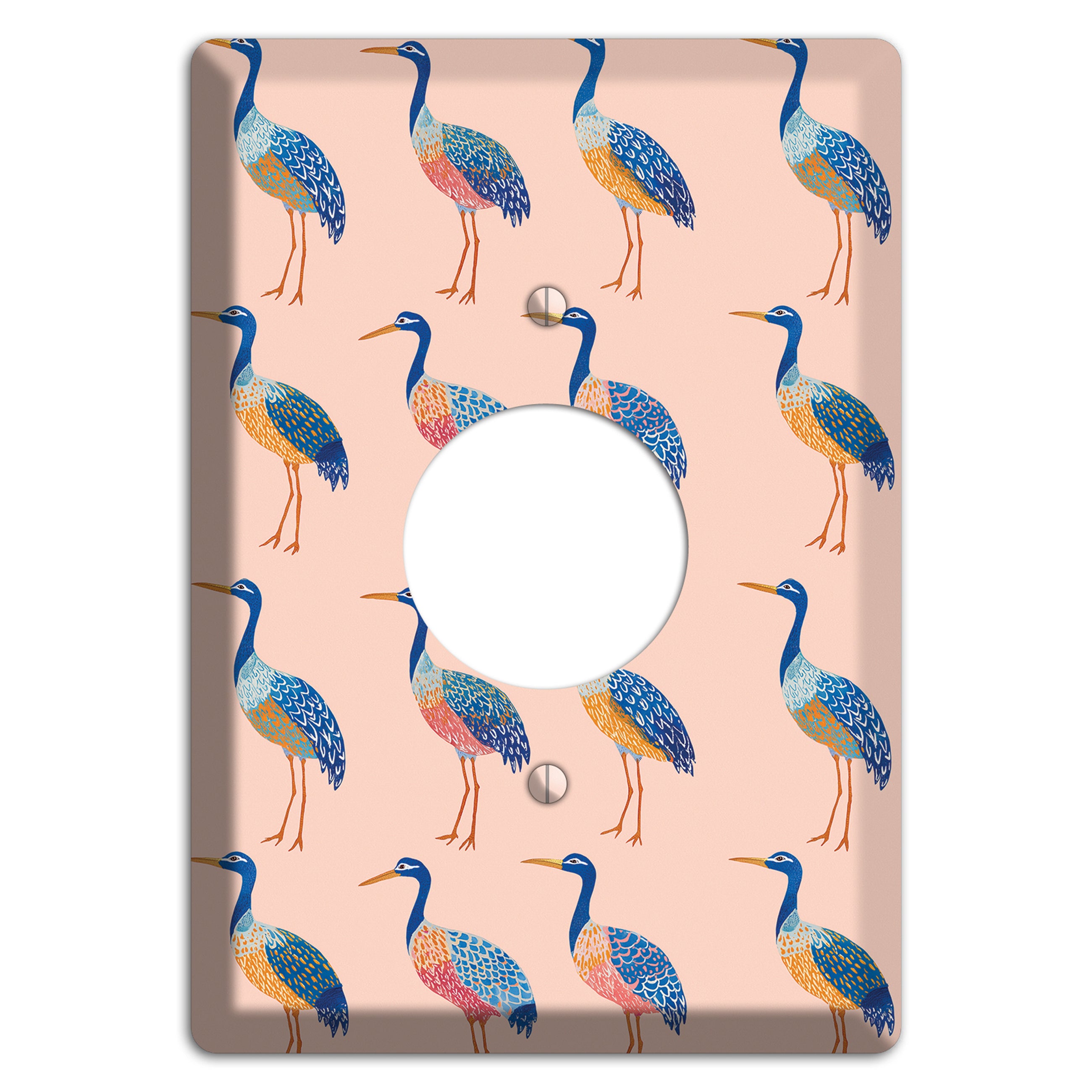 Blush Heron Parade Single Receptacle Wallplate