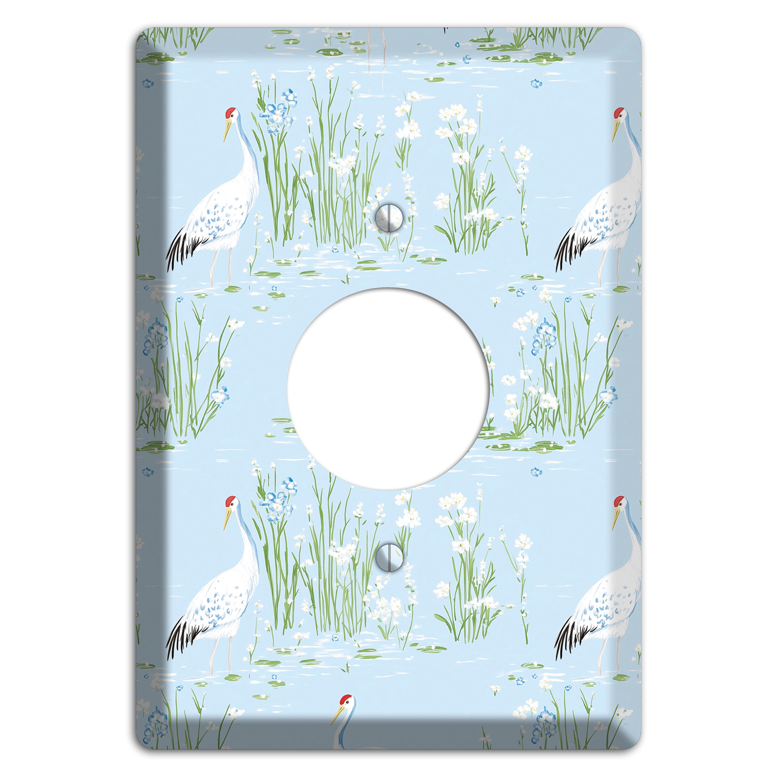 Azure Crane Sanctuary Single Receptacle Wallplate
