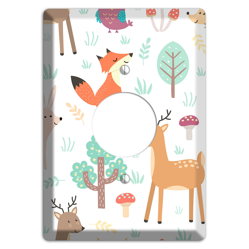 Woodland Friends (White) Single Receptacle Wallplate