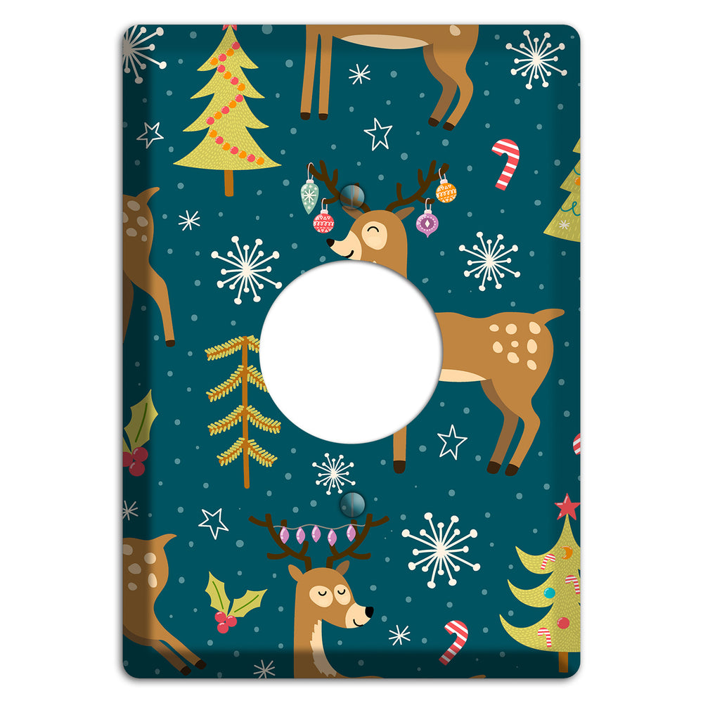 Reindeer Parade (Teal) Single Receptacle Wallplate