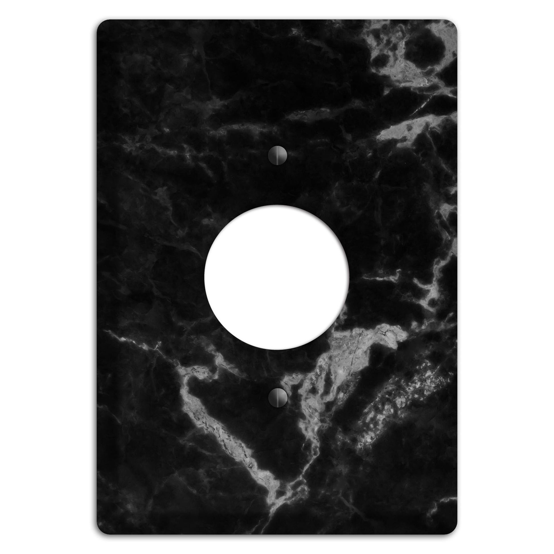 Black and Silver Marble Single Receptacle Wallplate