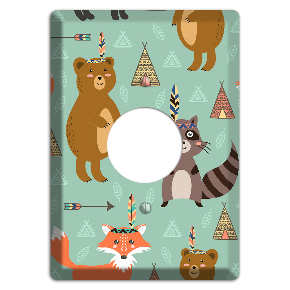 Tribal Woodland Camp Single Receptacle Wallplate