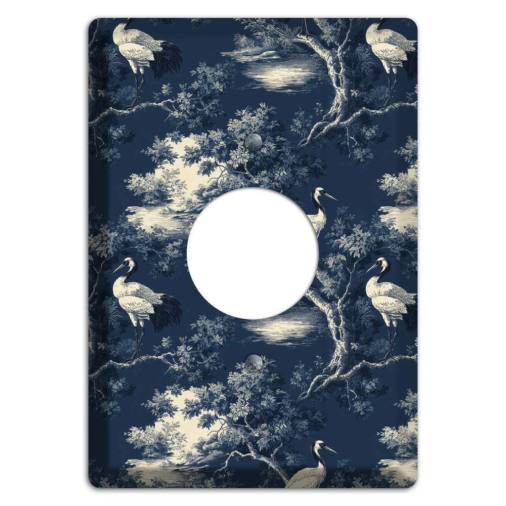 Midnight Crane Toile Single Receptacle Wallplate