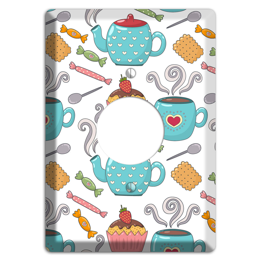 Sweet Tea Party (White) Single Receptacle Wallplate