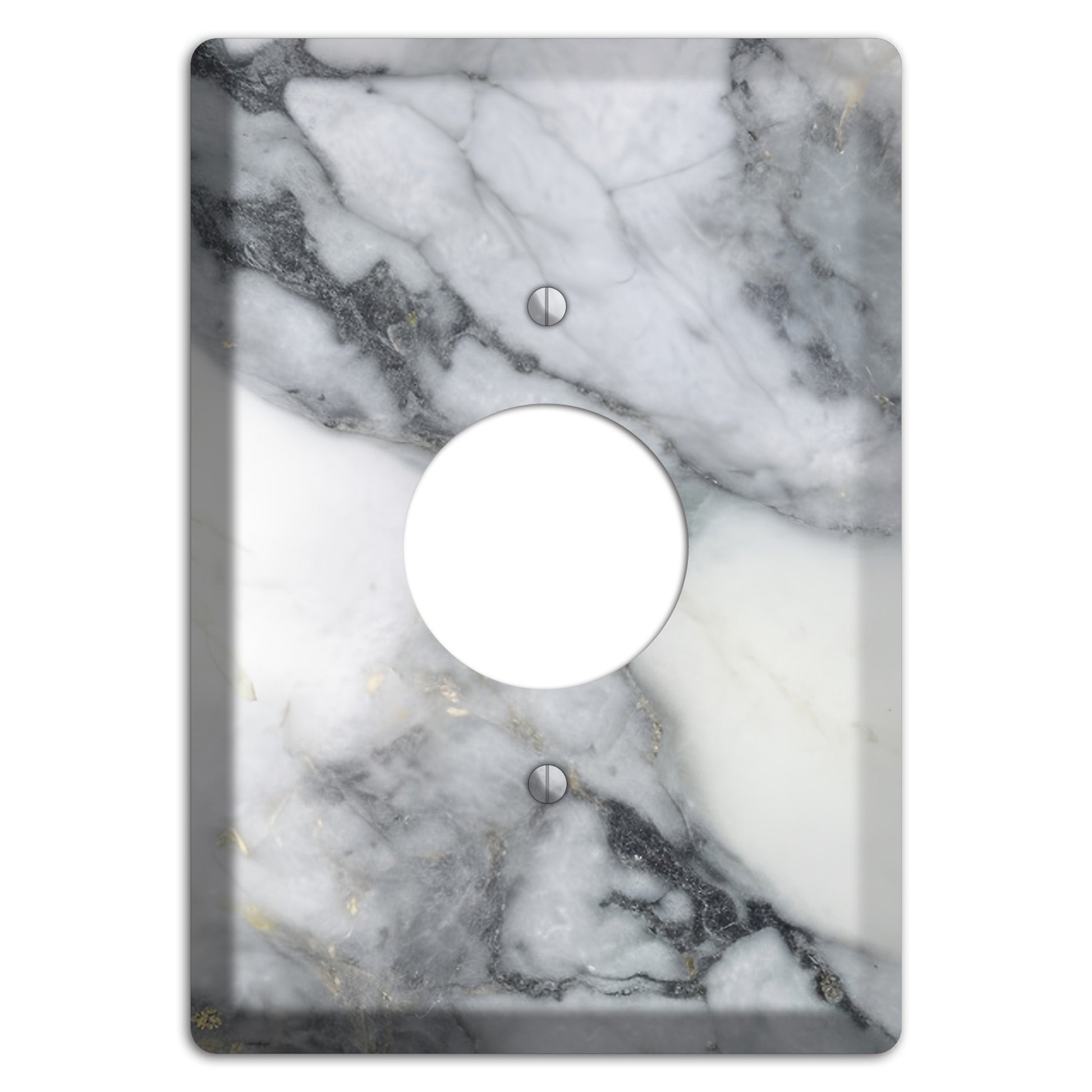 White and Grey Marble Single Receptacle Wallplate