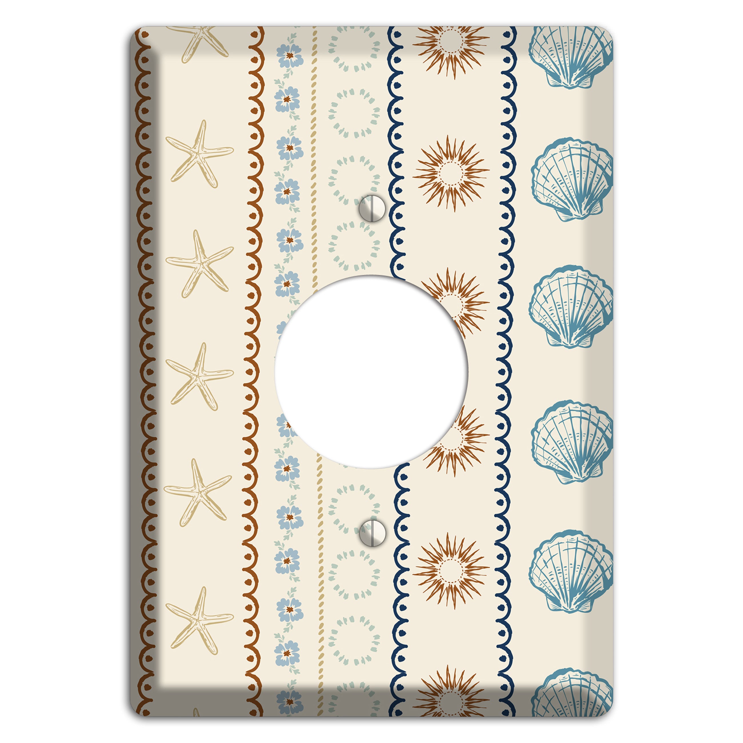 Ivory Seahorse Stripe Single Receptacle Wallplate