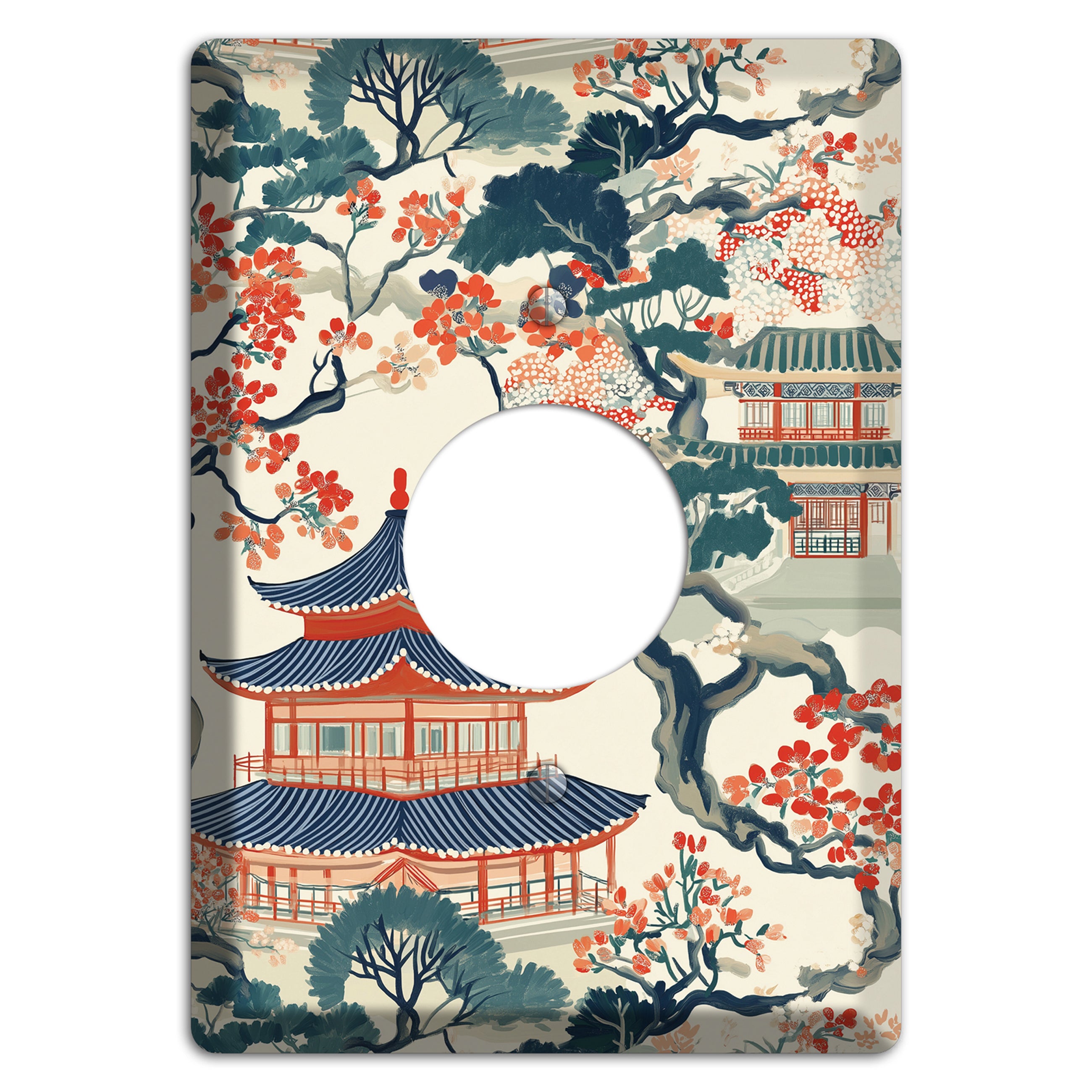 Blossom & Pagoda Single Receptacle Wallplate