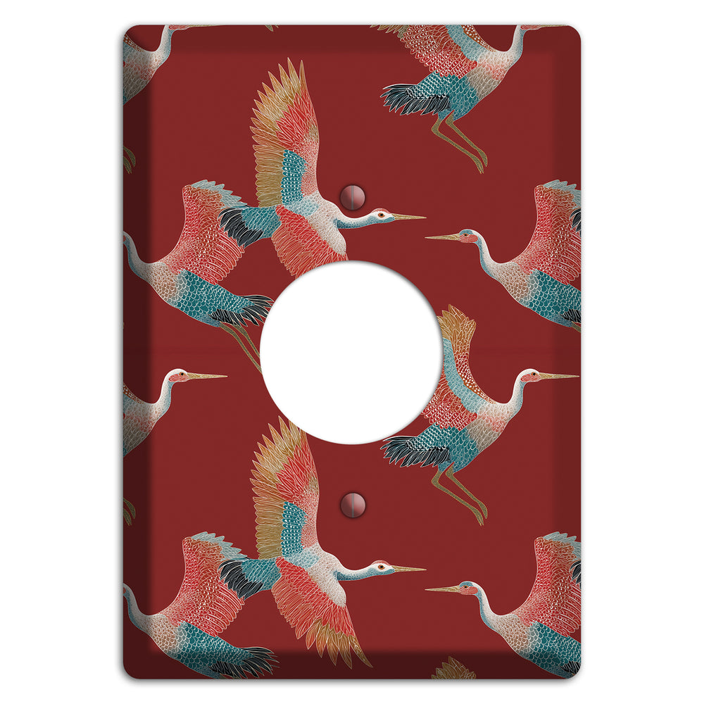 Crimson Heron Dance Single Receptacle Wallplate