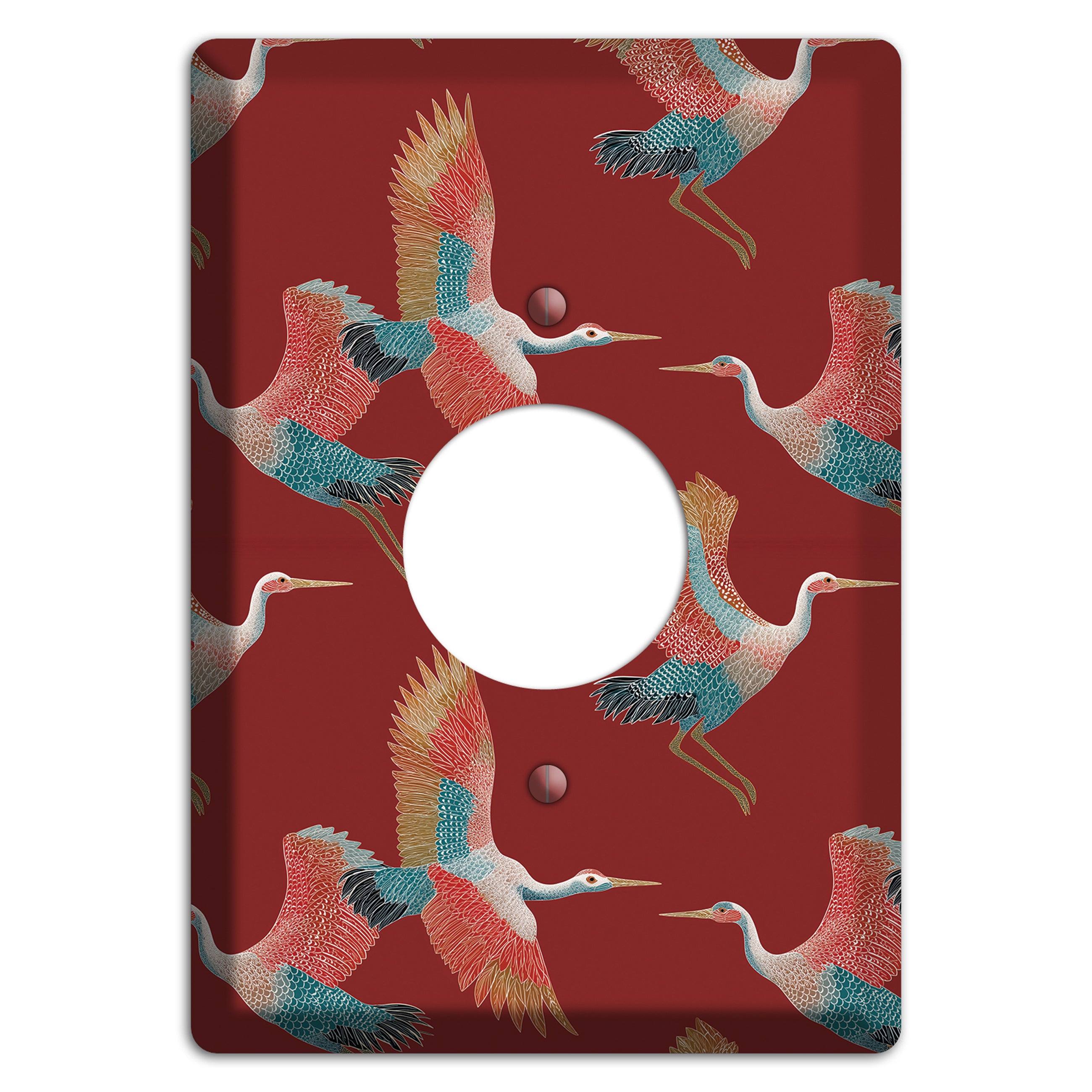 Crimson Heron Dance Single Receptacle Wallplate