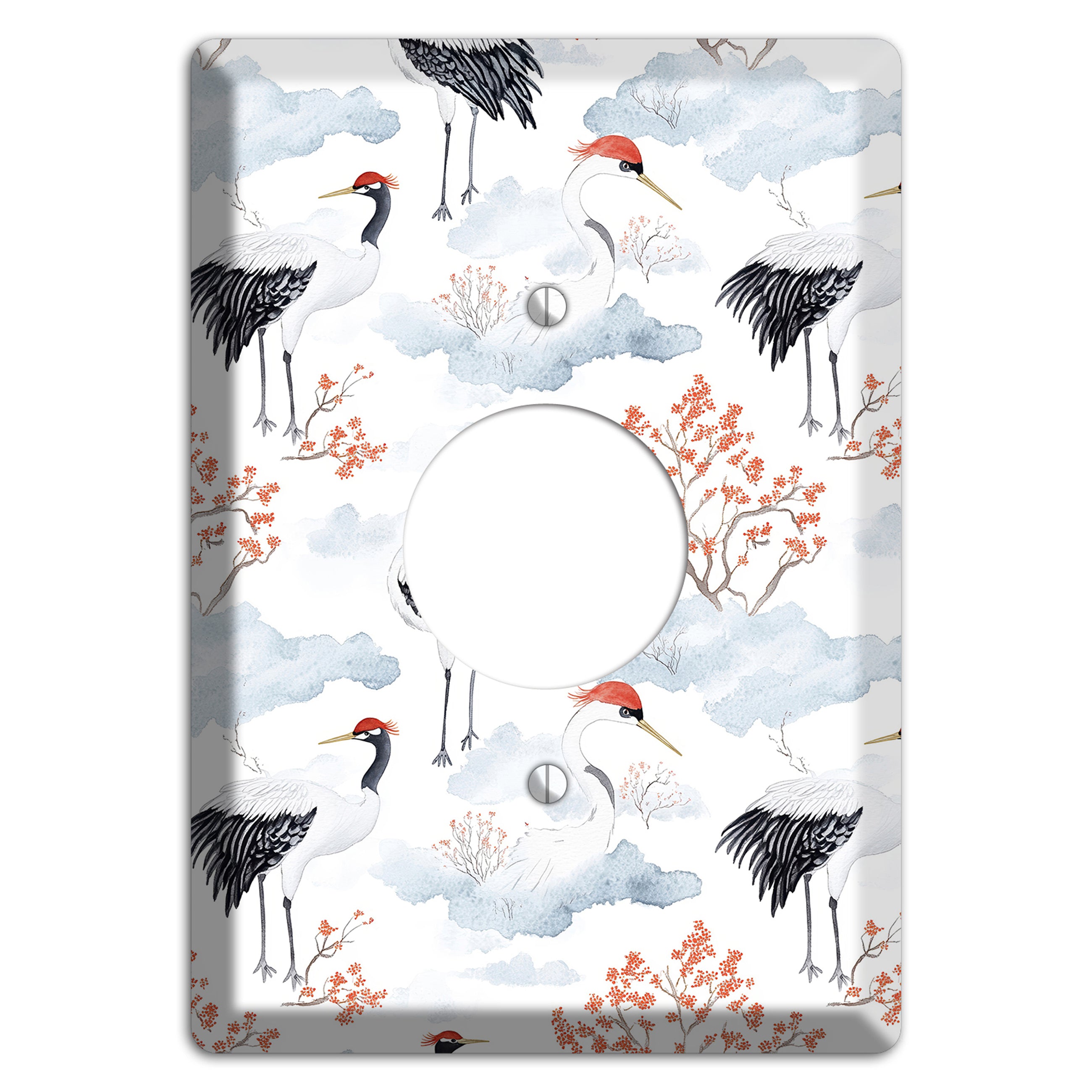 Crimson Crown Cranes Single Receptacle Wallplate