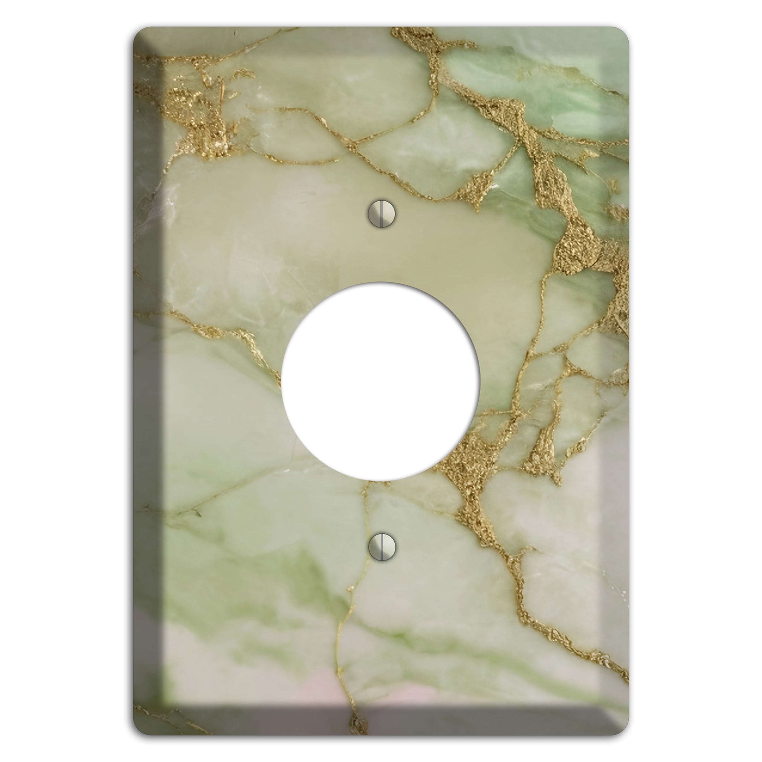 Swamp Green Marble Single Receptacle Wallplate