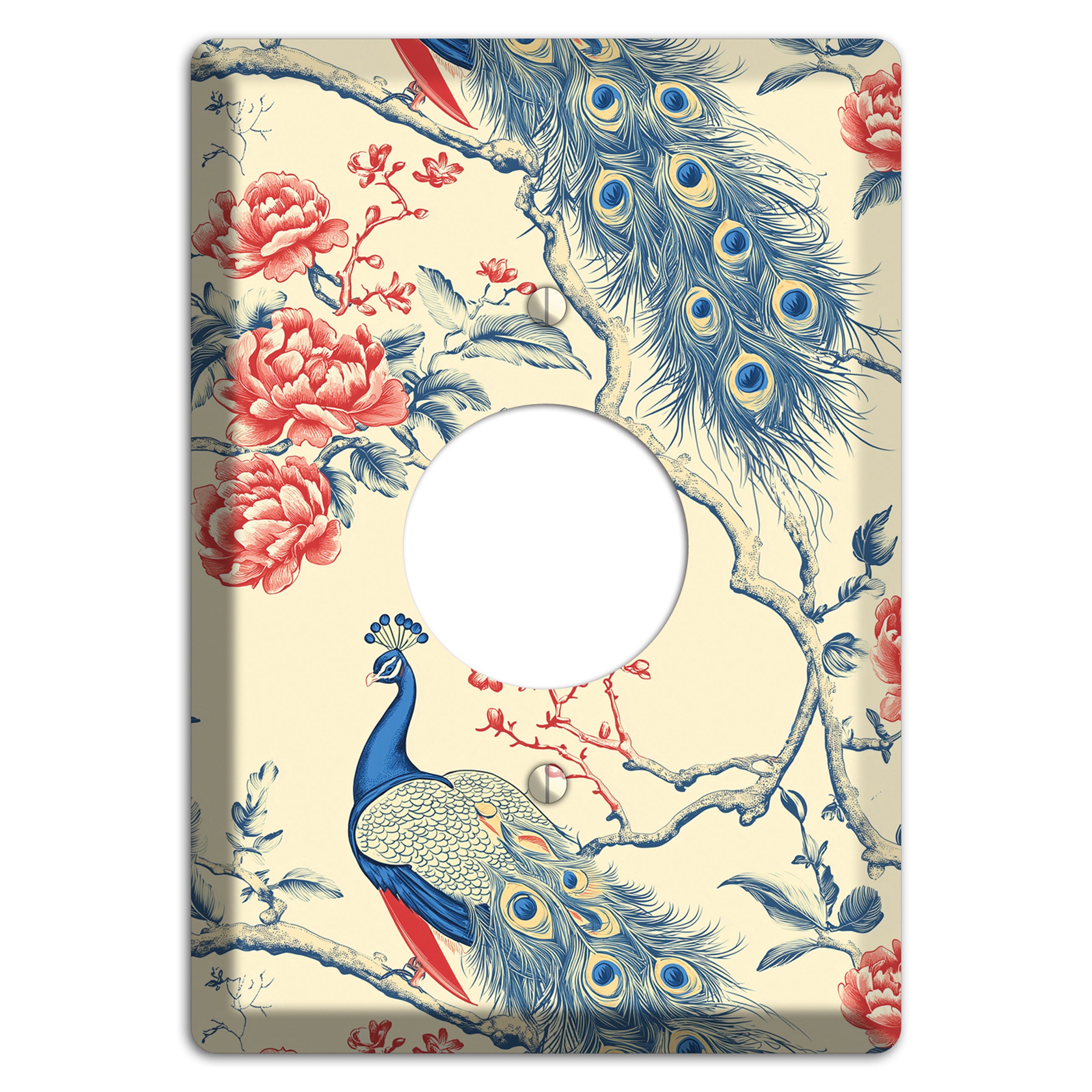 Peacock & Peony Single Receptacle Wallplate