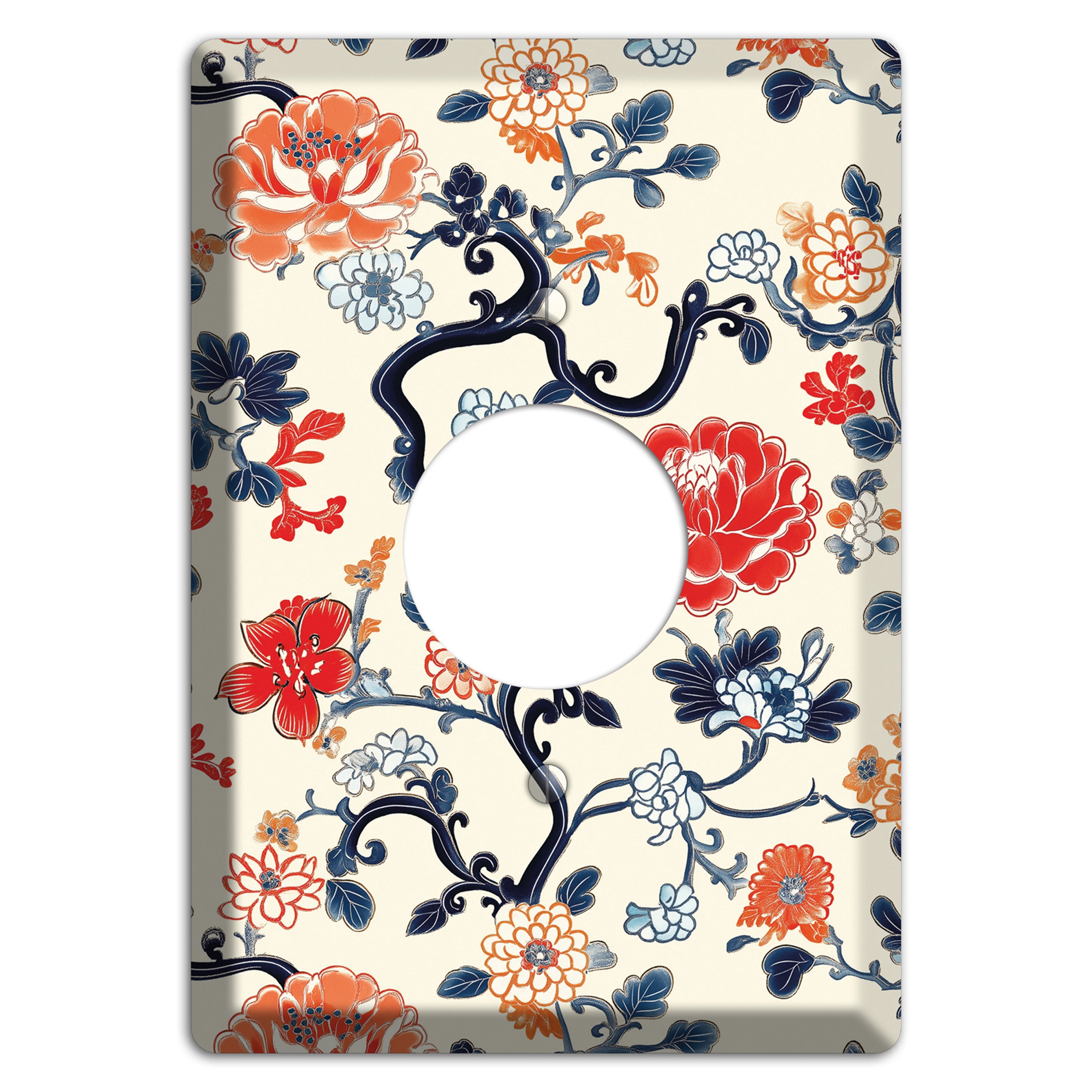 Crimson Garden Scroll Single Receptacle Wallplate