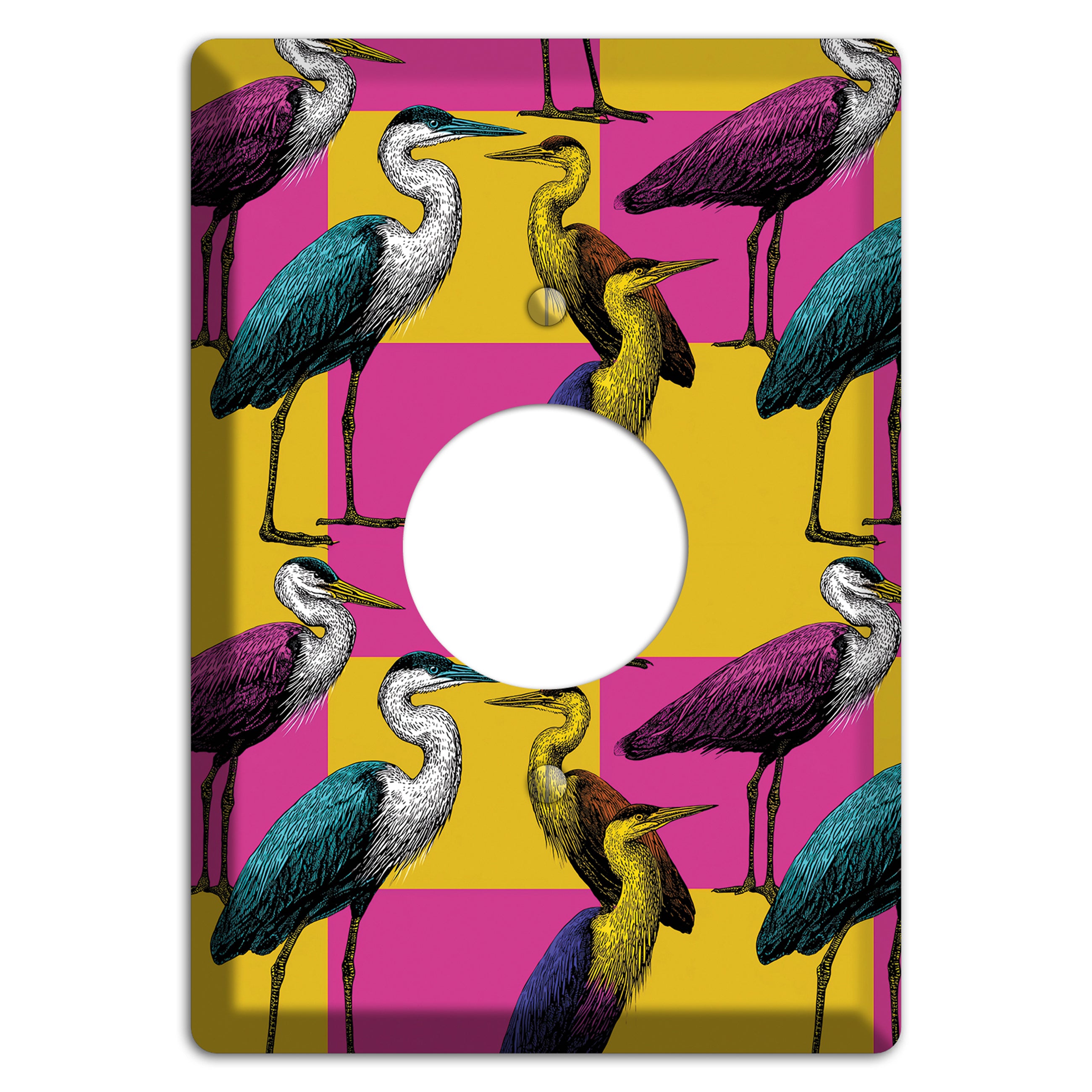 Magenta Heron Grid Single Receptacle Wallplate