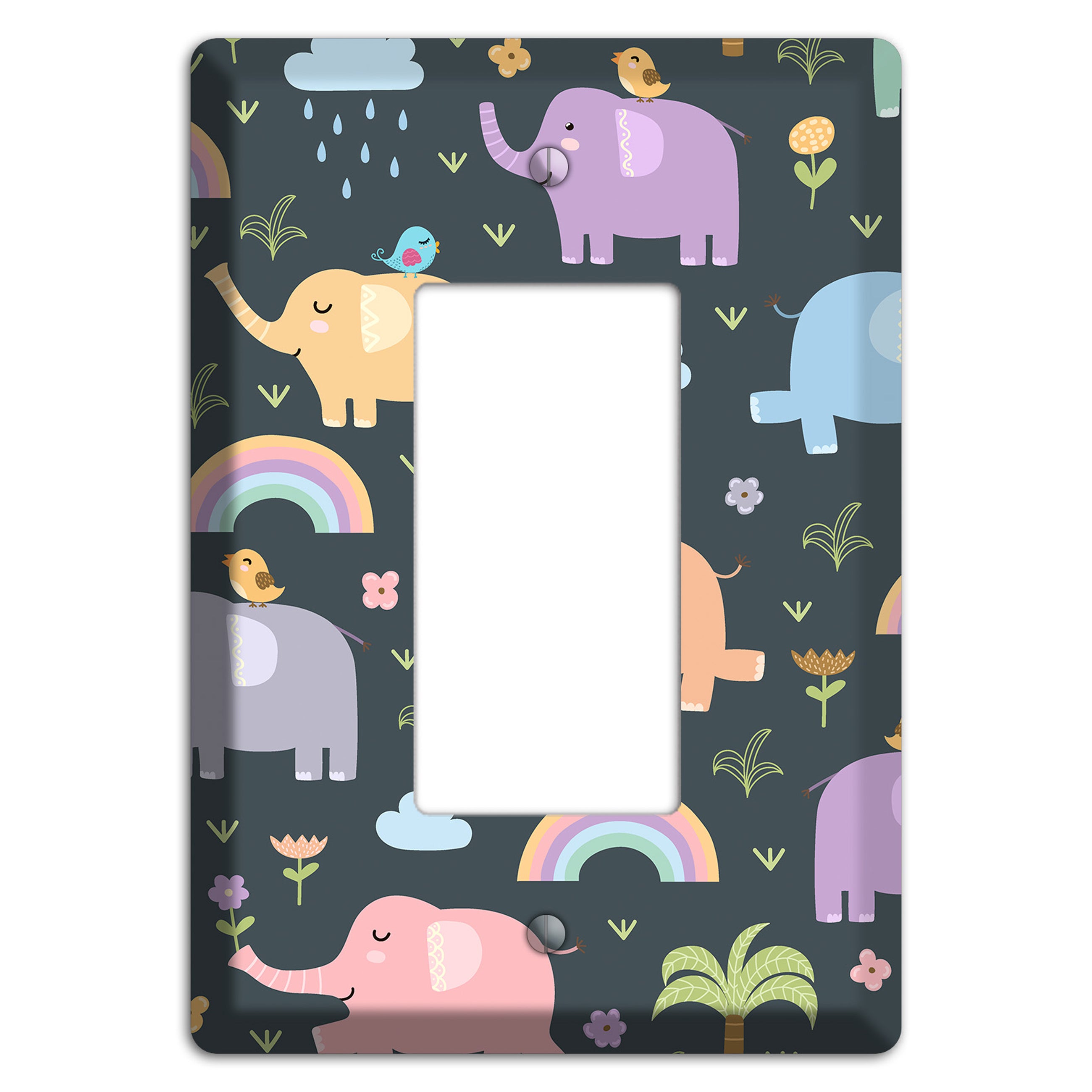 Elephant Parade (Charcoal) Rocker Wallplate