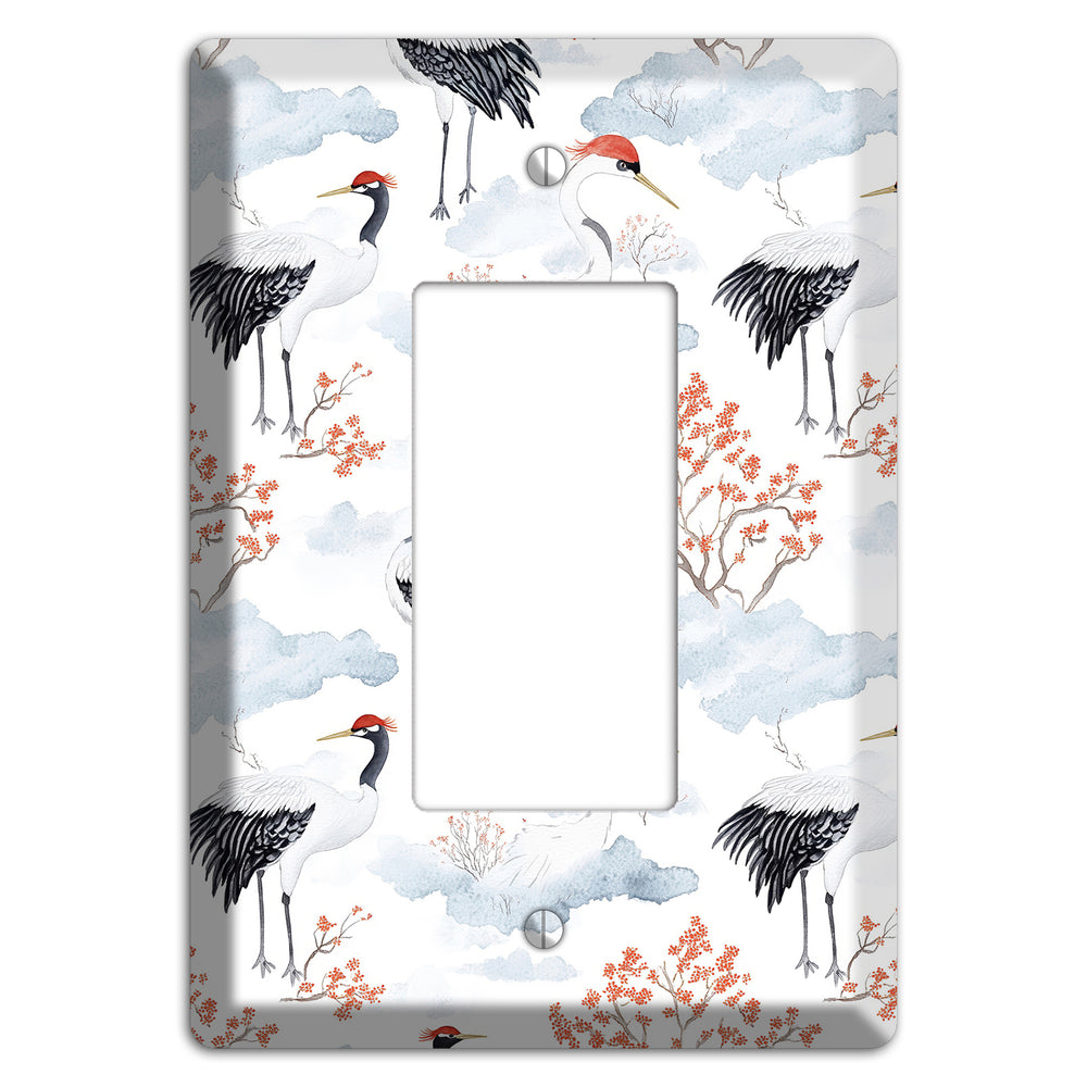 Crimson Crown Cranes Rocker Wallplate