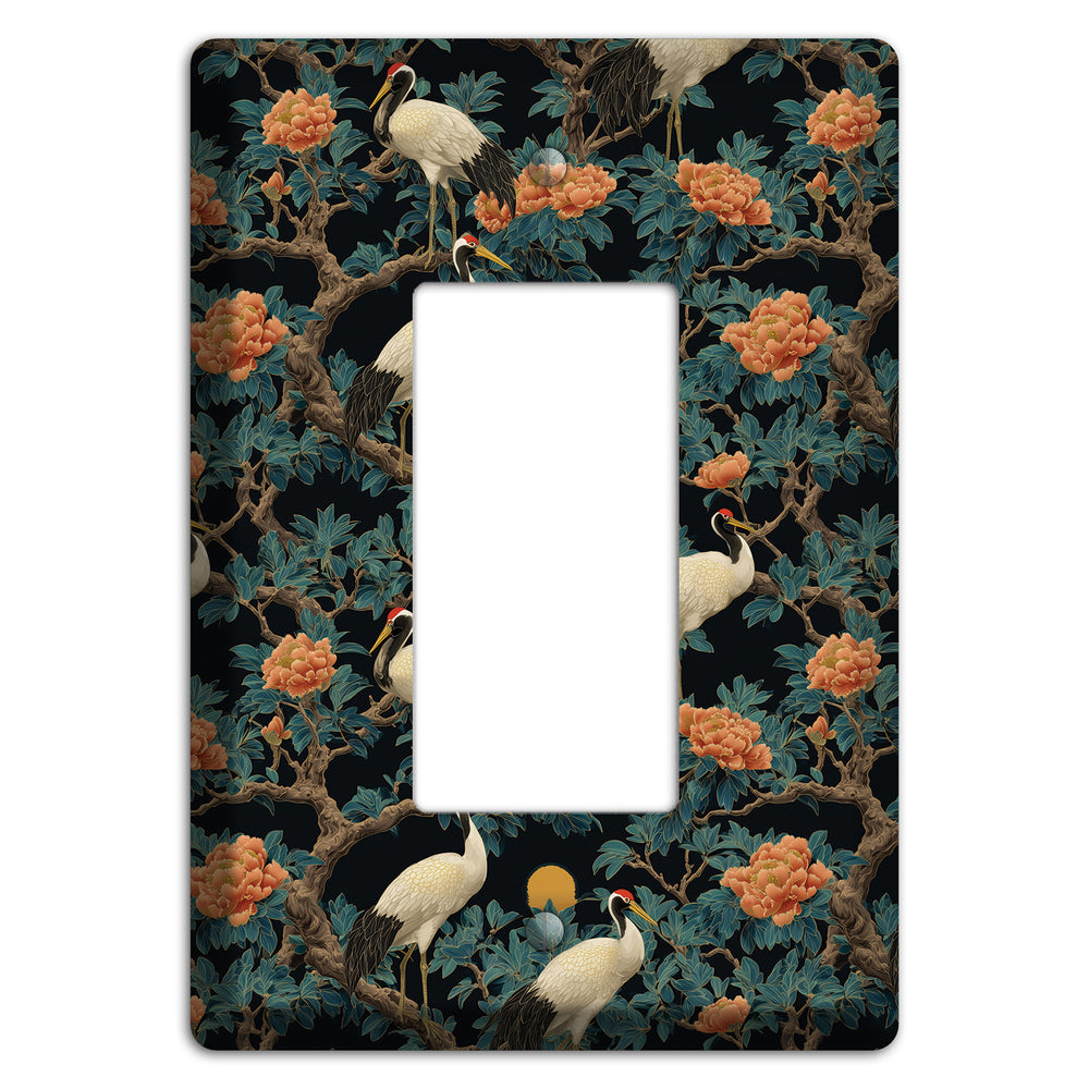 Teal Moonrise Cranes Rocker Wallplate