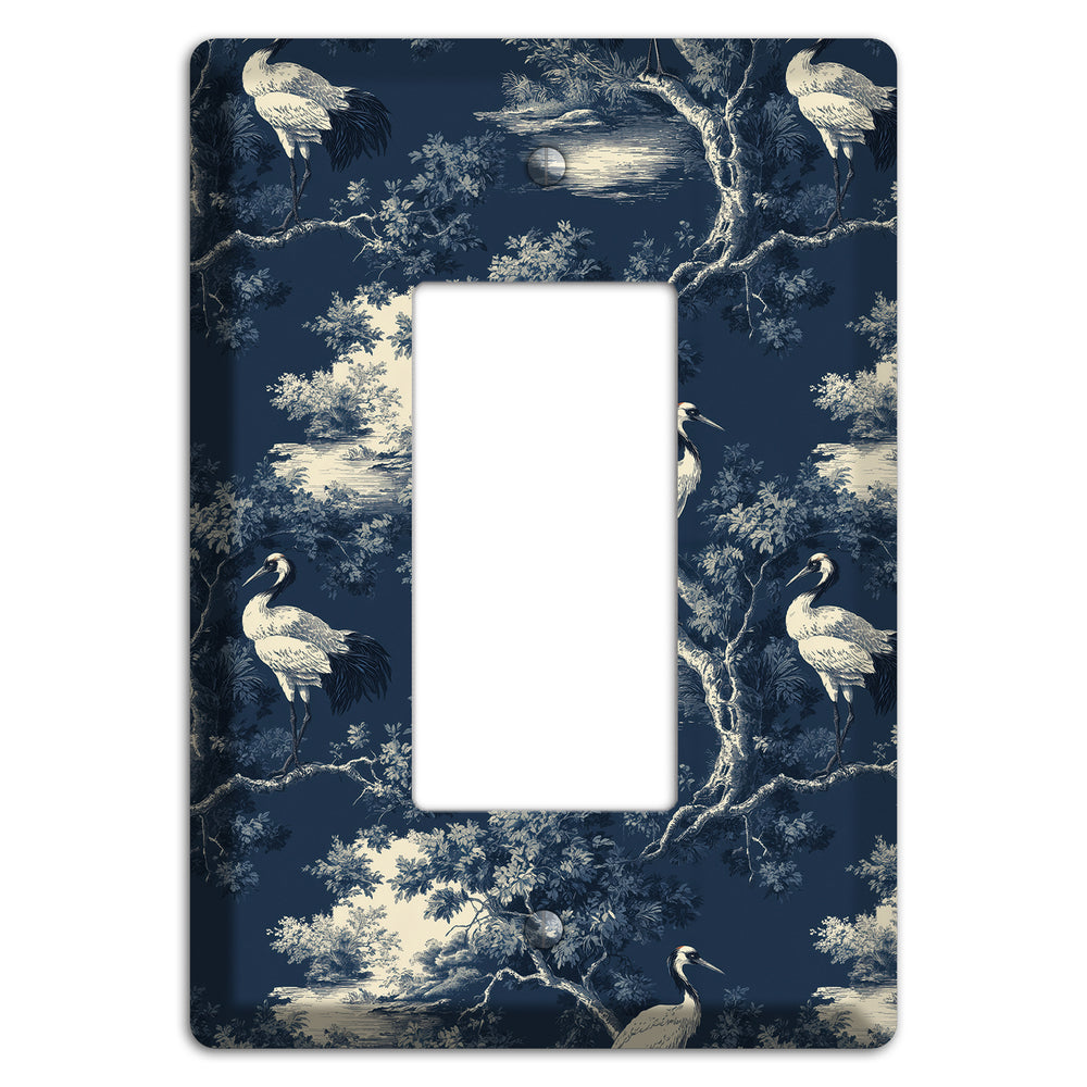 Midnight Crane Toile Rocker Wallplate
