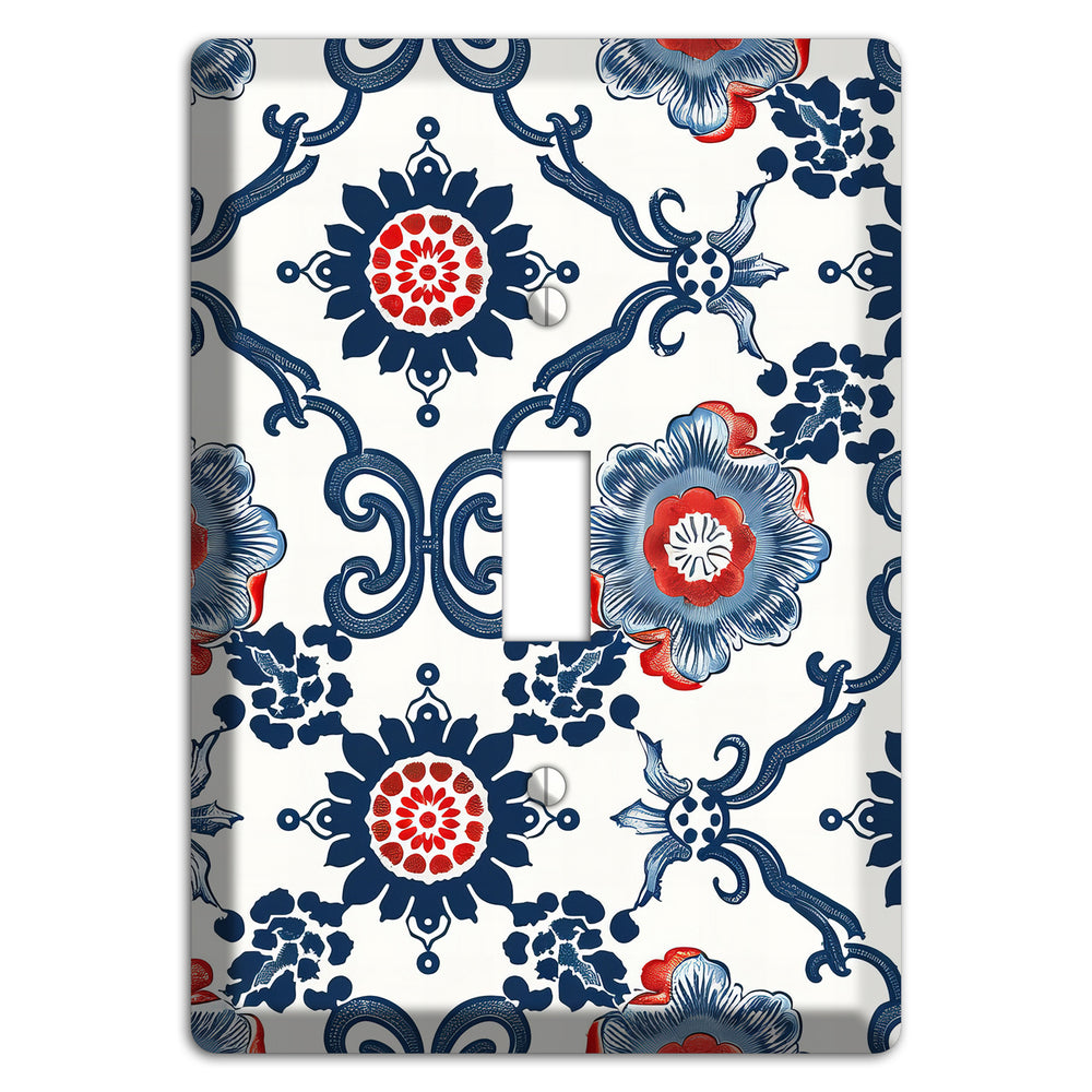 Indigo Court Florals Cover Plates