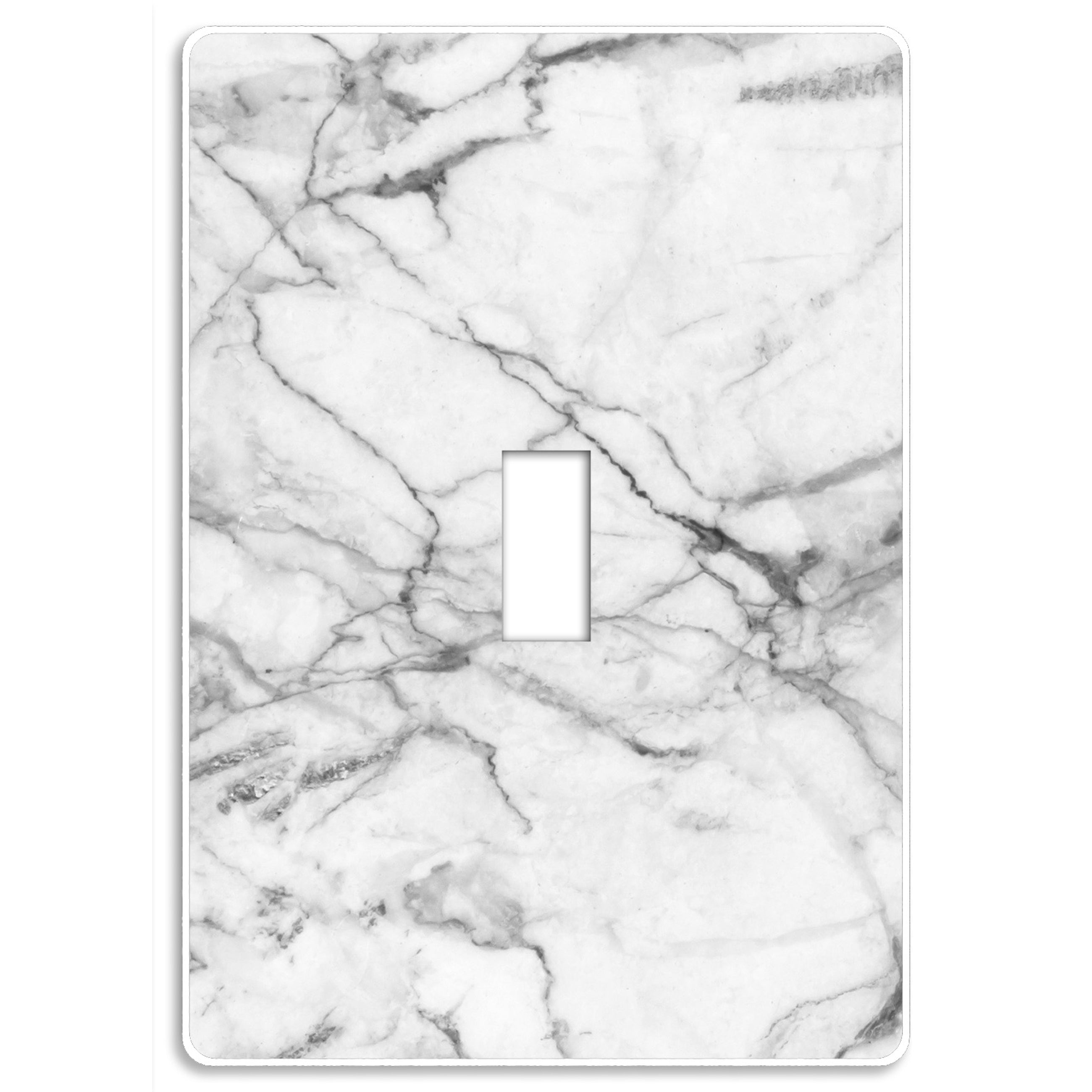 Screwless White and Gray Marble Cover Plates
