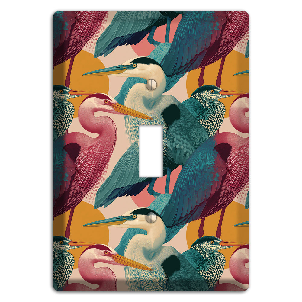 Teal Heron Mosaic Cover Plates