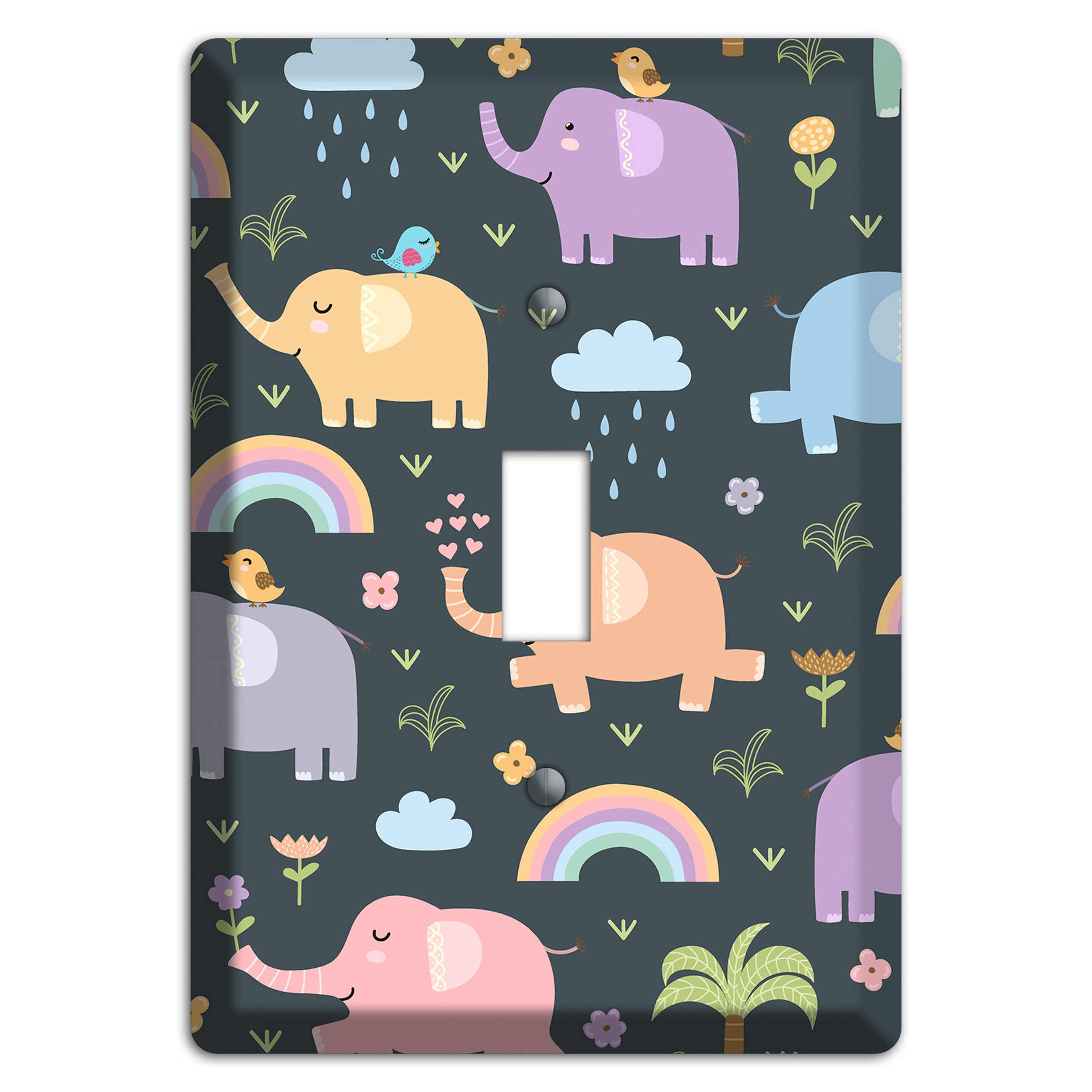 Elephant Parade (Charcoal) Cover Plates