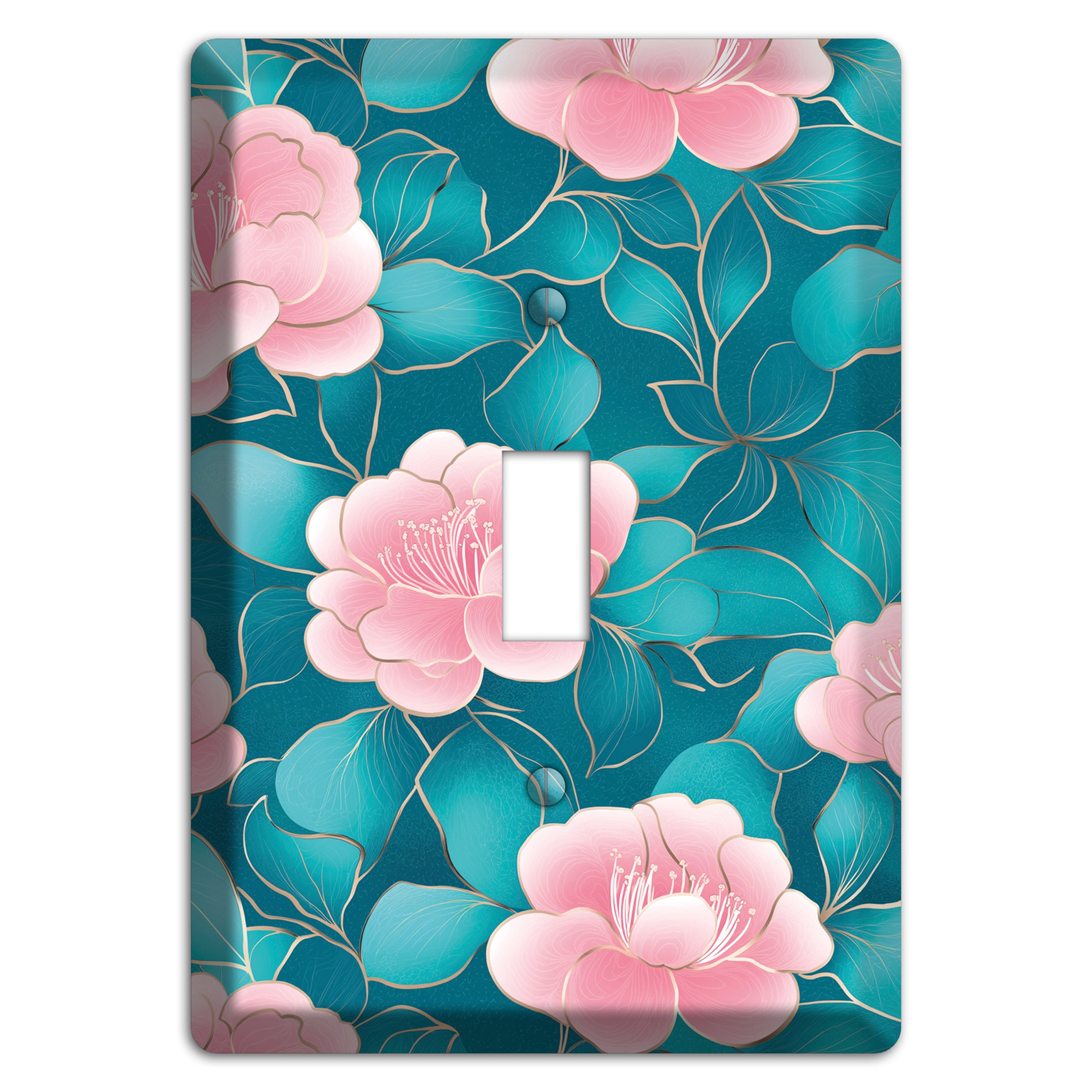 Teal Camellia Bloom Cover Plates