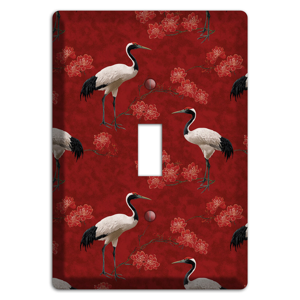 Vermillion Crane Bloom Cover Plates