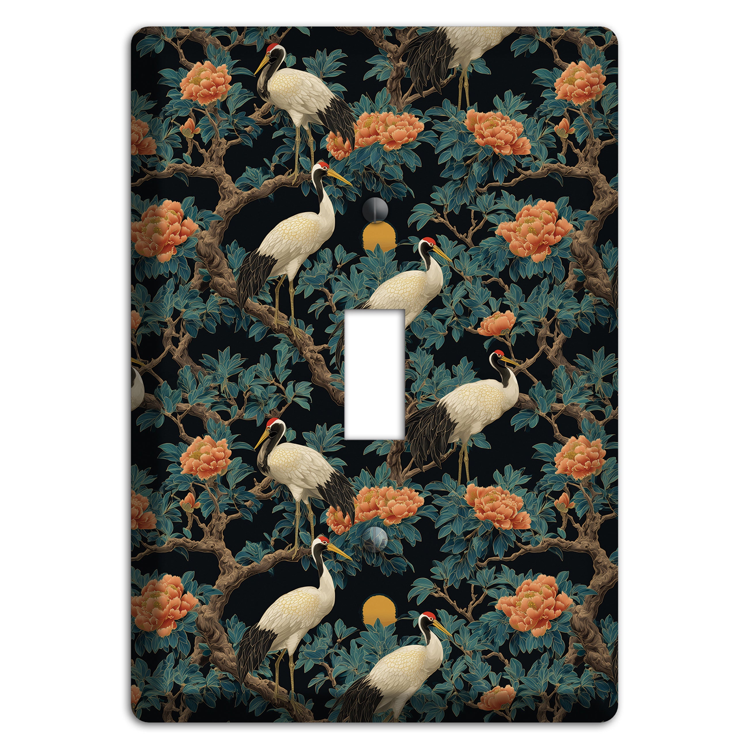 Teal Moonrise Cranes Cover Plates
