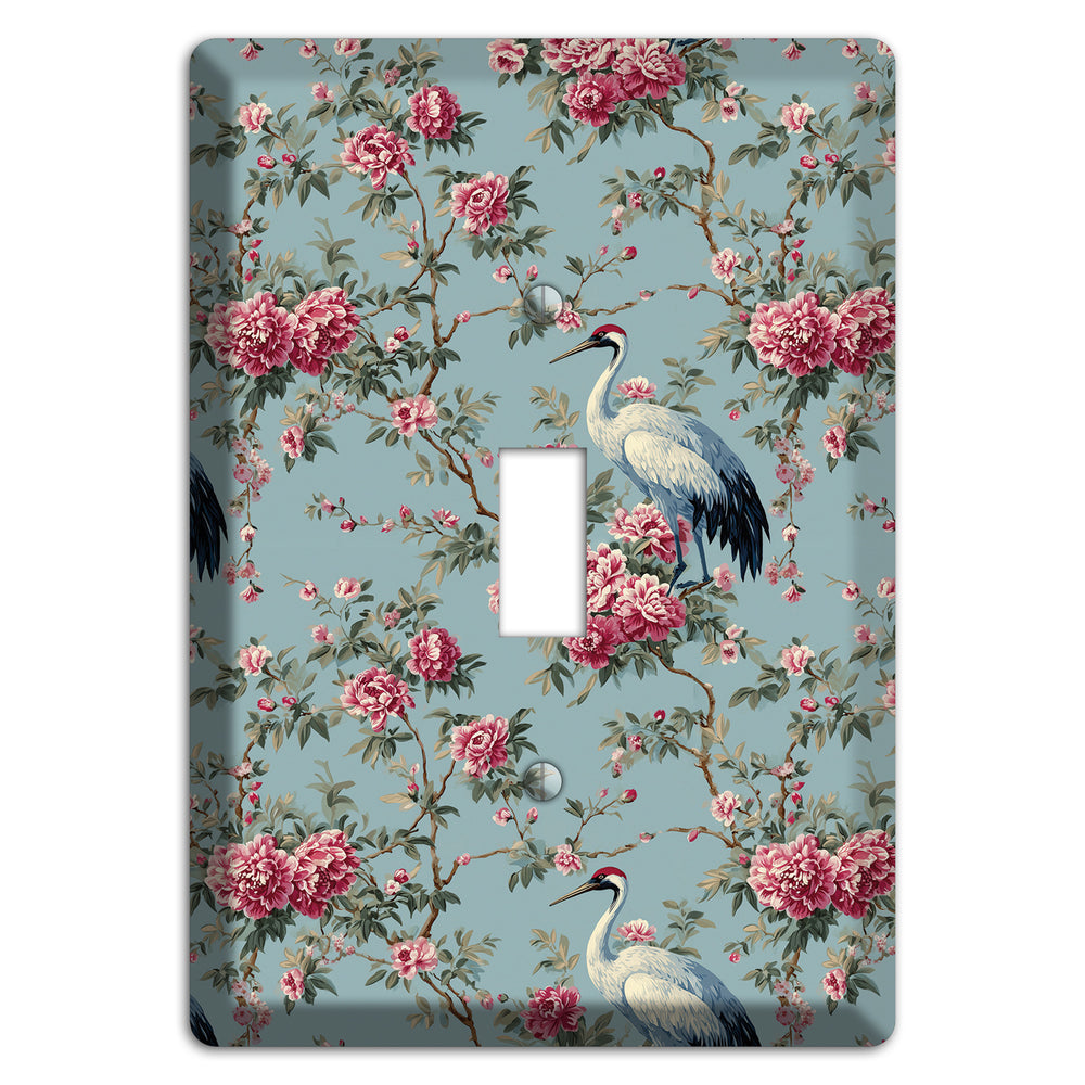 Dusty Teal Peony Crane Cover Plates