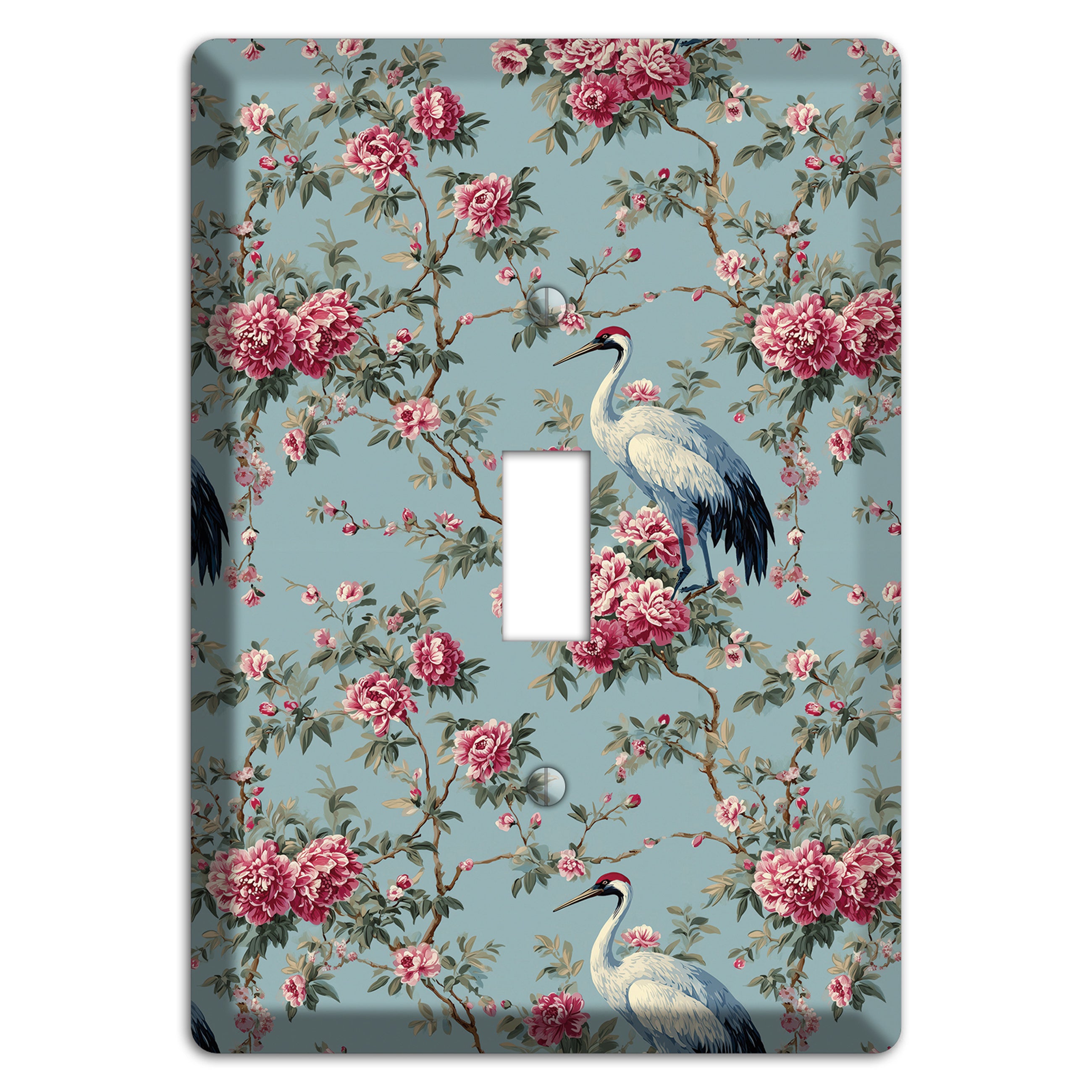 Dusty Teal Peony Crane Cover Plates