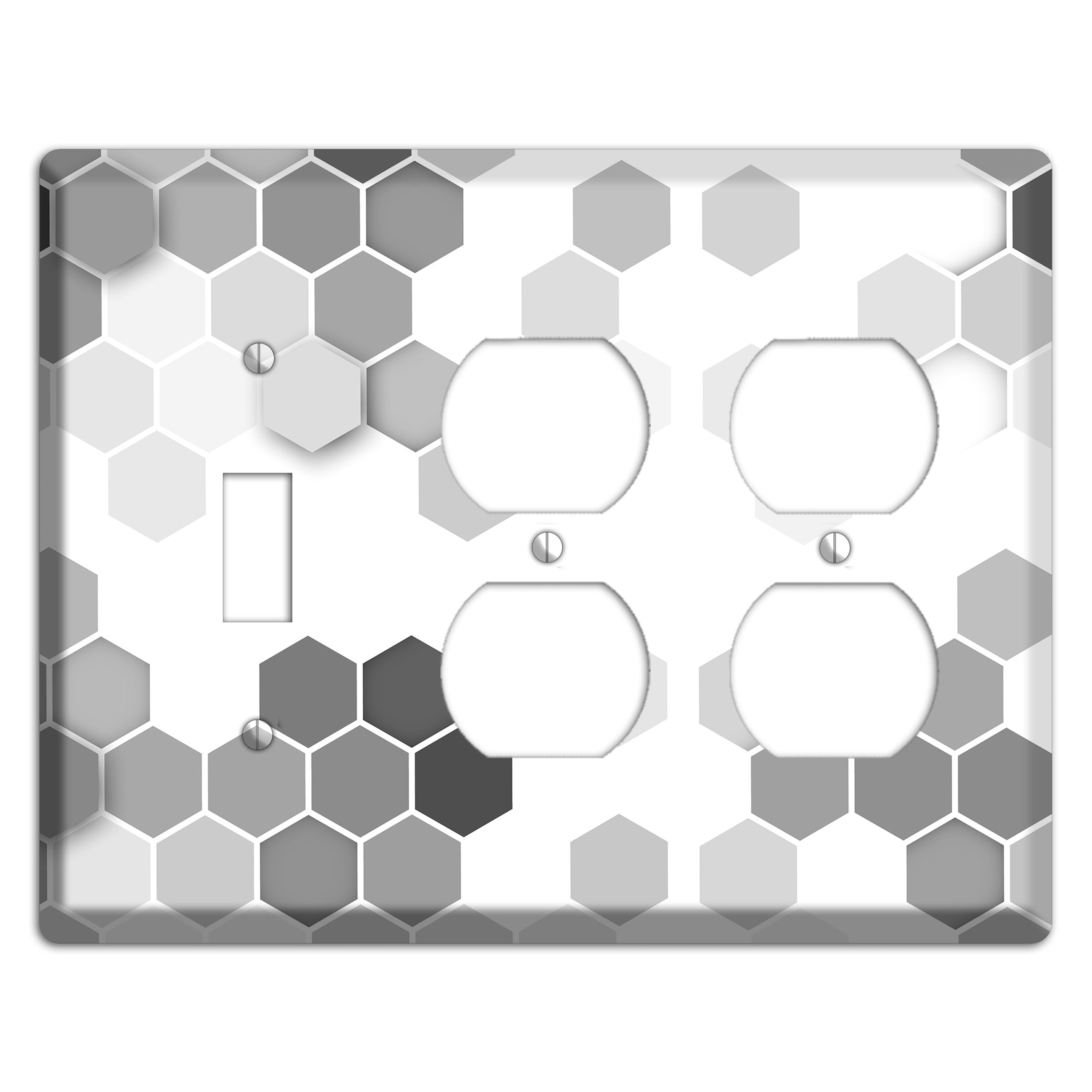 Monochrome Hexagon Tiling Toggle / 2 Duplex Wallplate