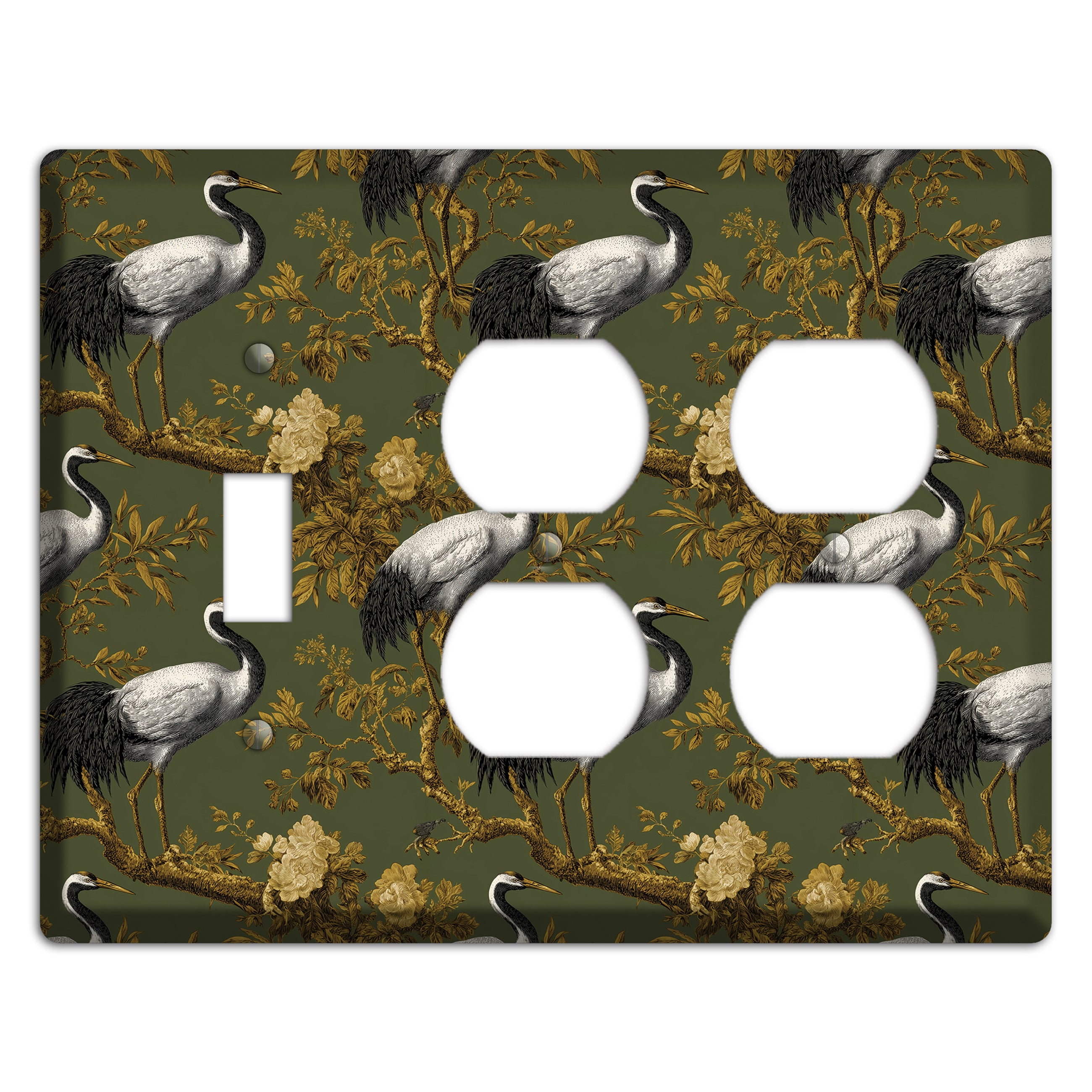 Olive Toile Sanctuary Toggle / 2 Duplex Wallplate