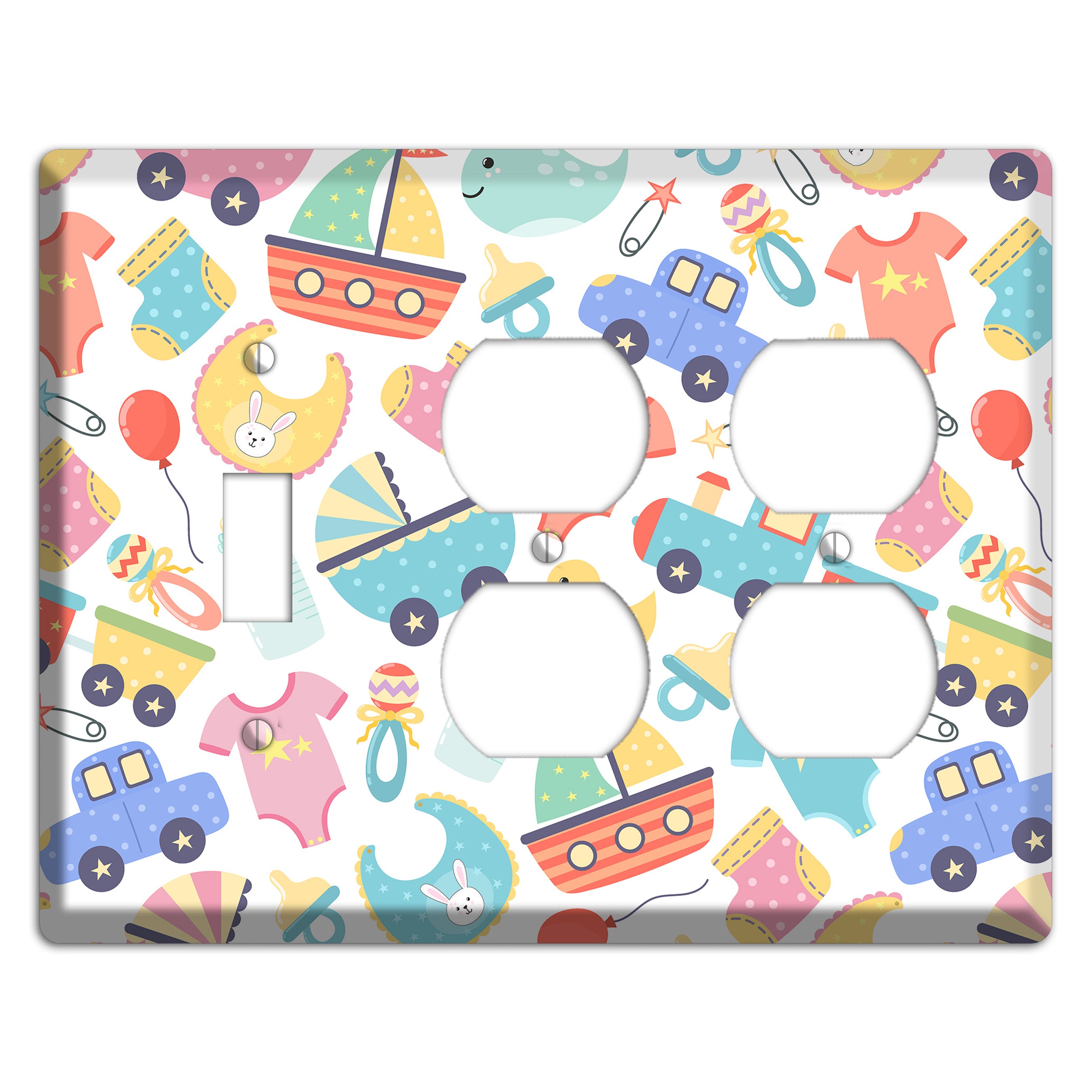 Baby Parade (White) Toggle / 2 Duplex Wallplate