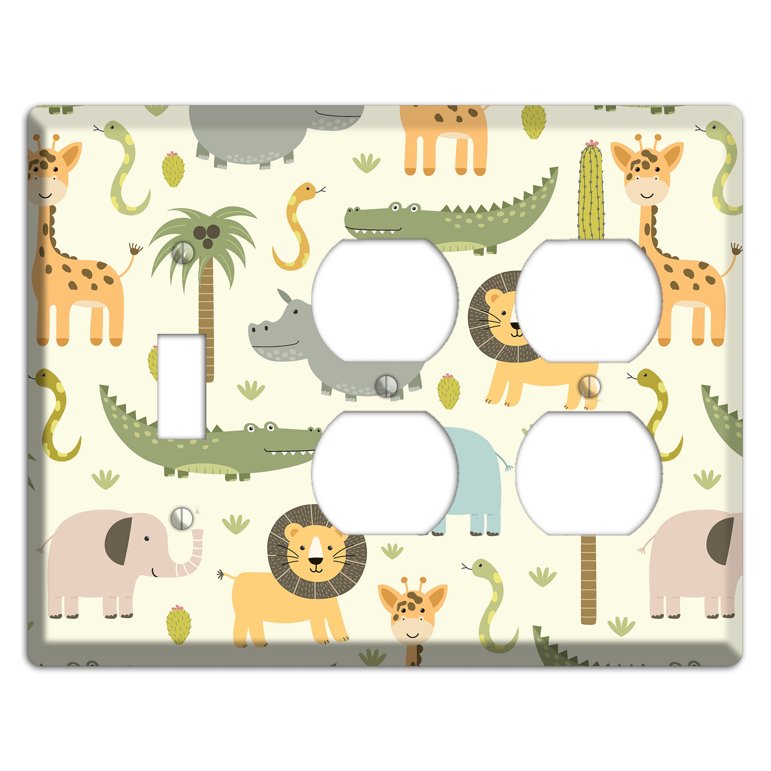 Jungle Friends (Cream) Toggle / 2 Duplex Wallplate