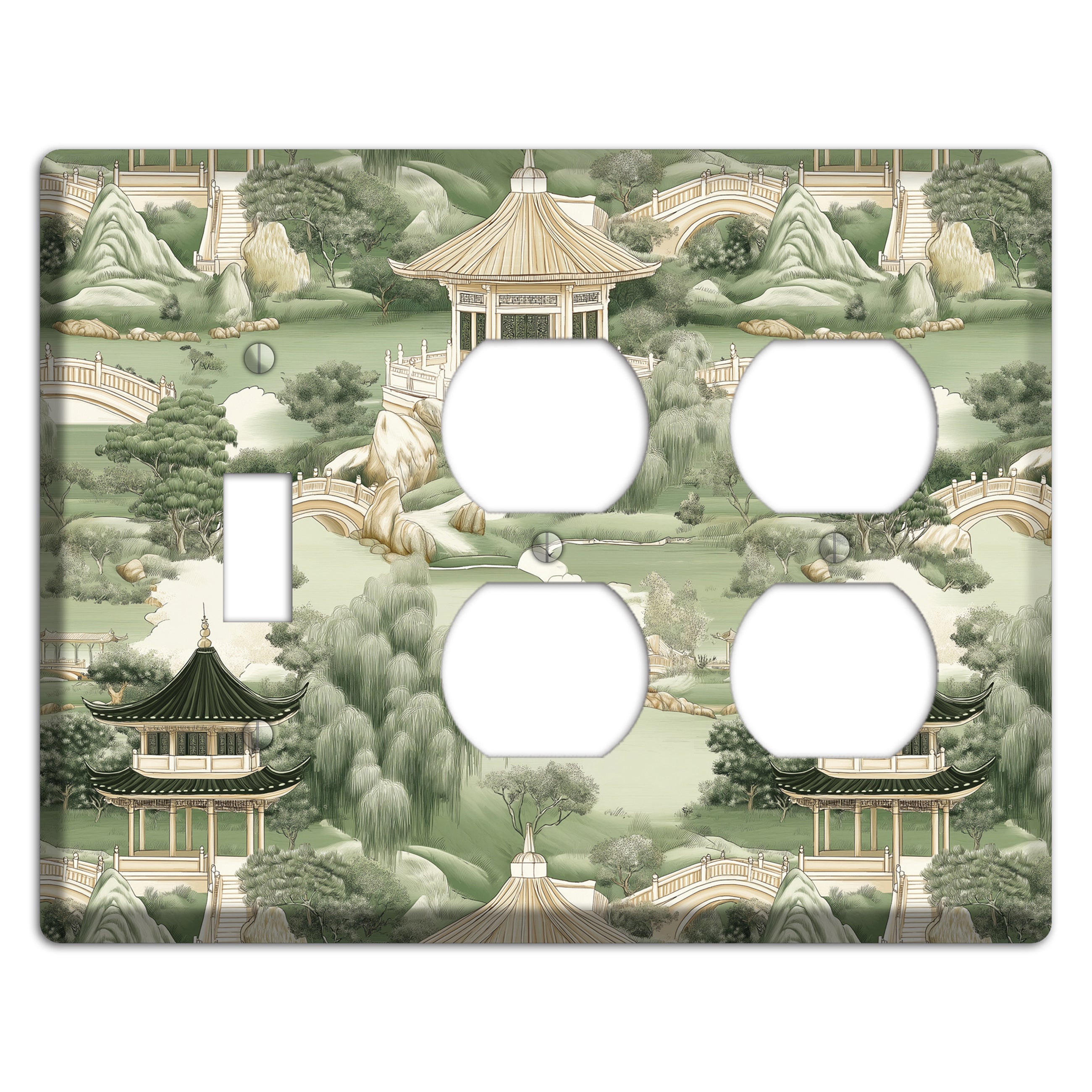 Jade Garden Toile Toggle / 2 Duplex Wallplate