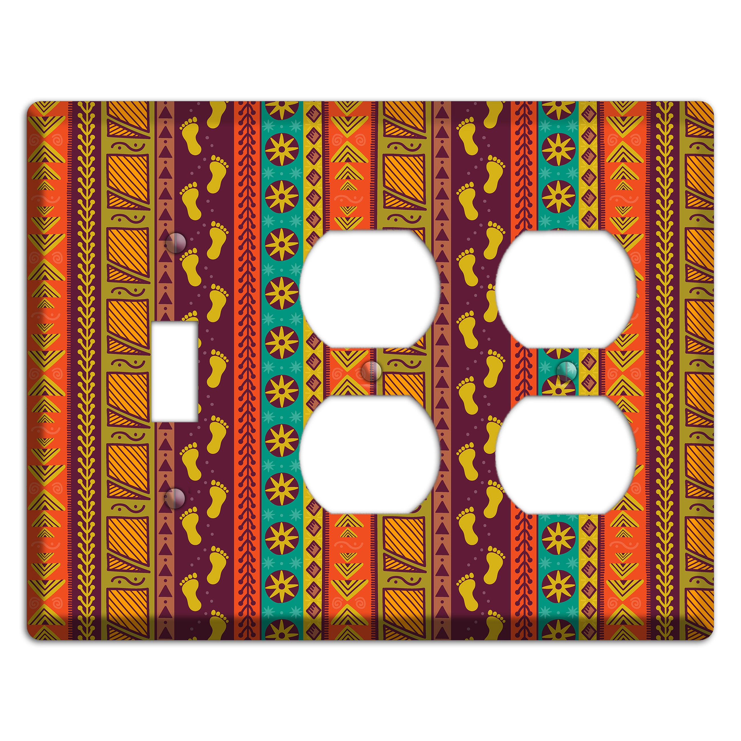 Tribal Footsteps Toggle / 2 Duplex Wallplate