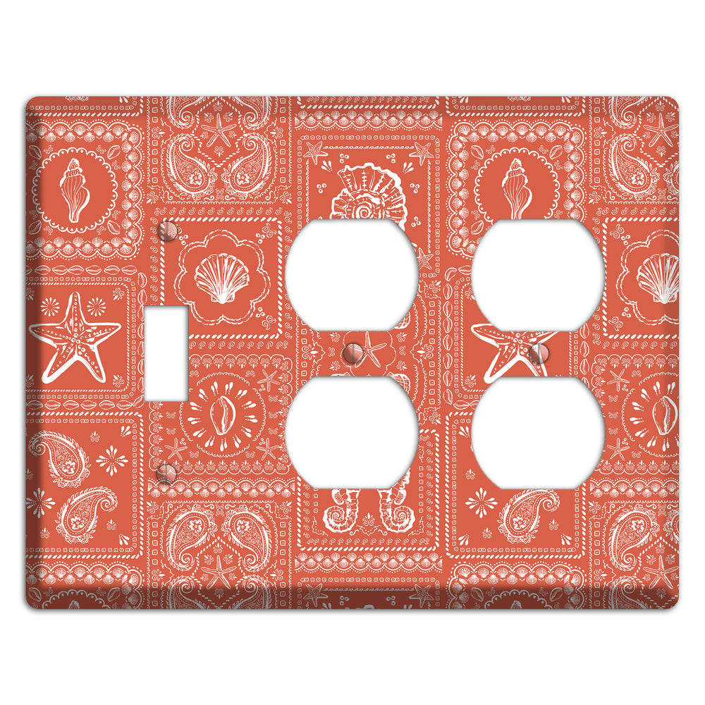 Terracotta Shell Patchwork Toggle / 2 Duplex Wallplate