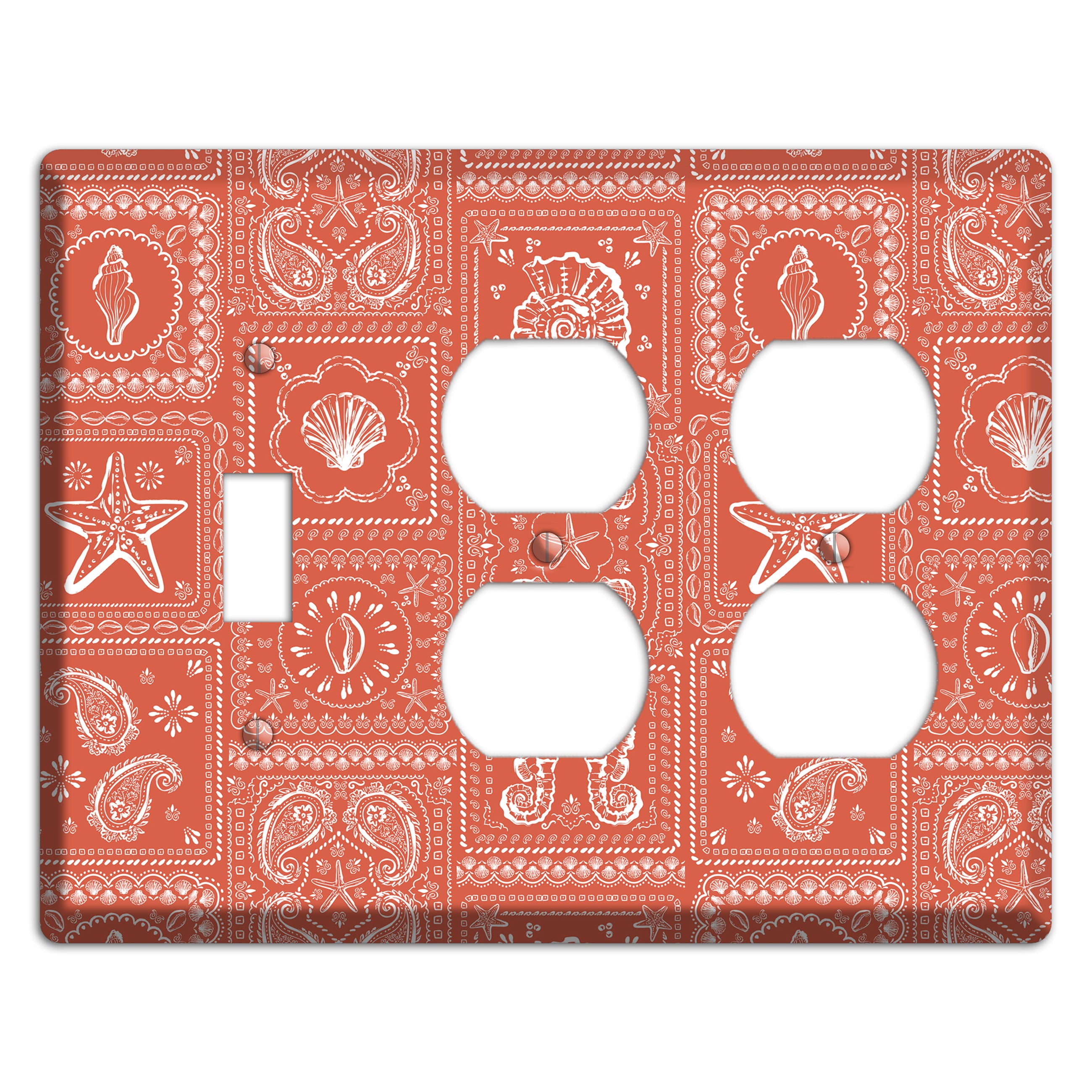 Terracotta Shell Patchwork Toggle / 2 Duplex Wallplate