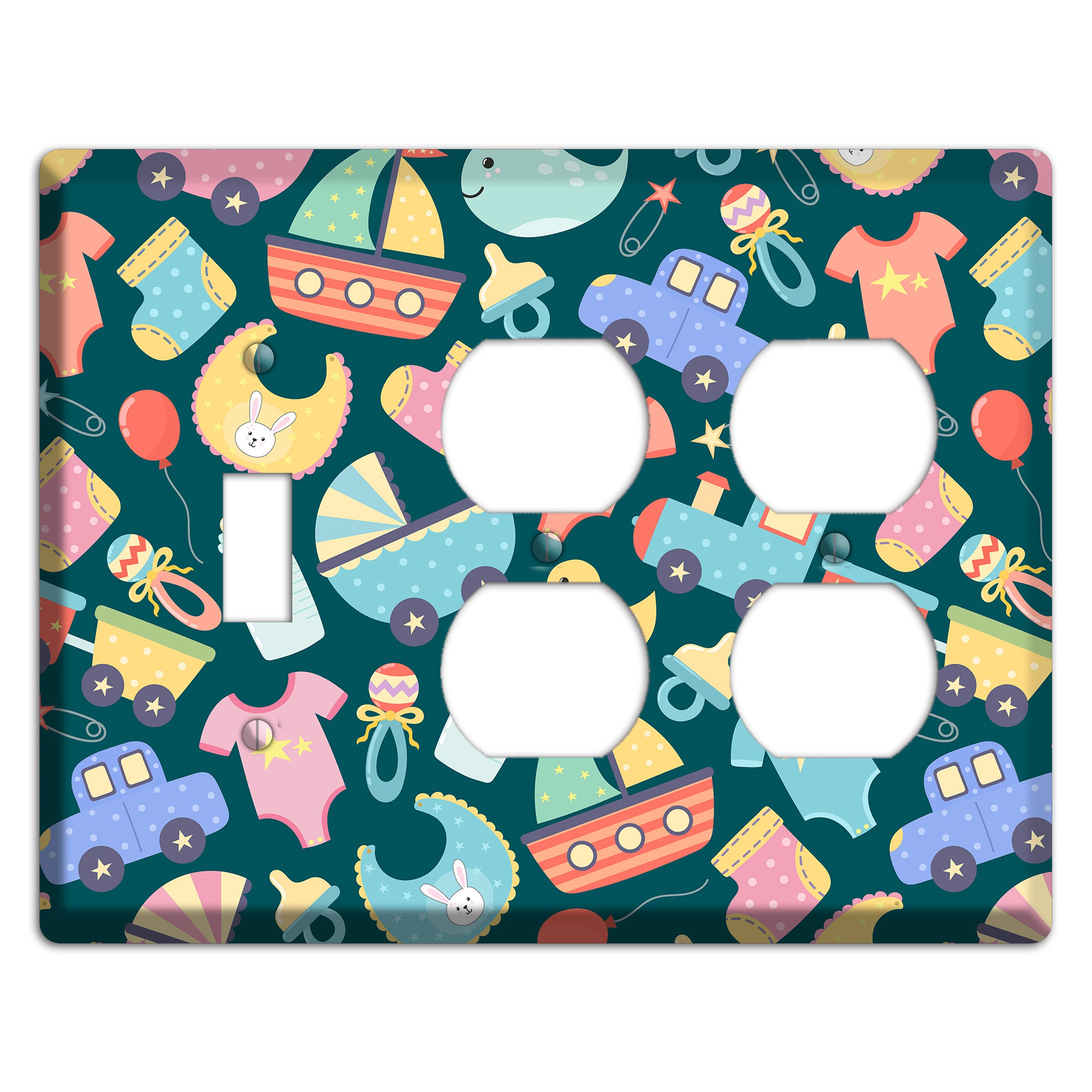 Baby Parade (Teal) Toggle / 2 Duplex Wallplate