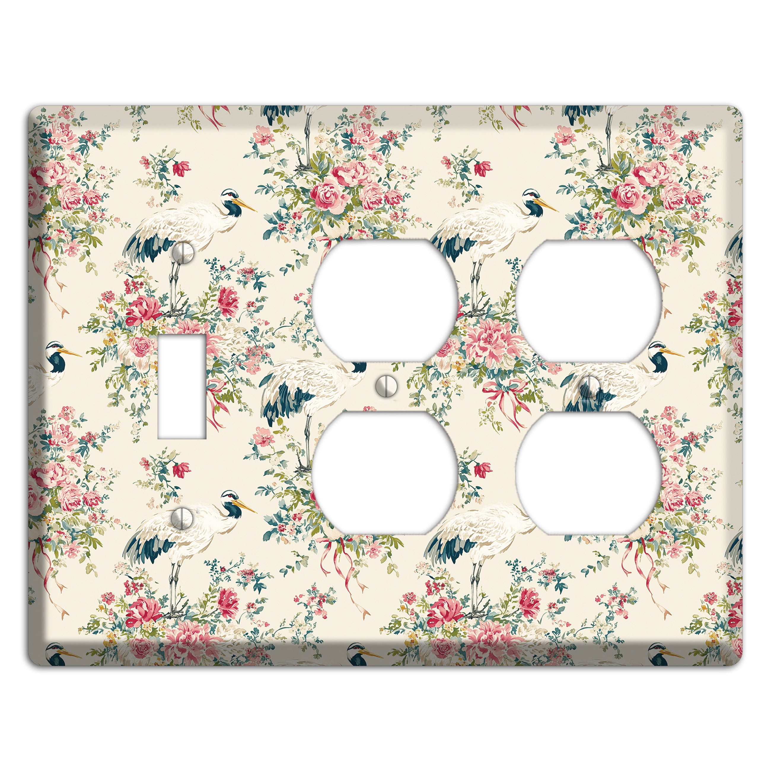 Blossom & Crane Toggle / 2 Duplex Wallplate