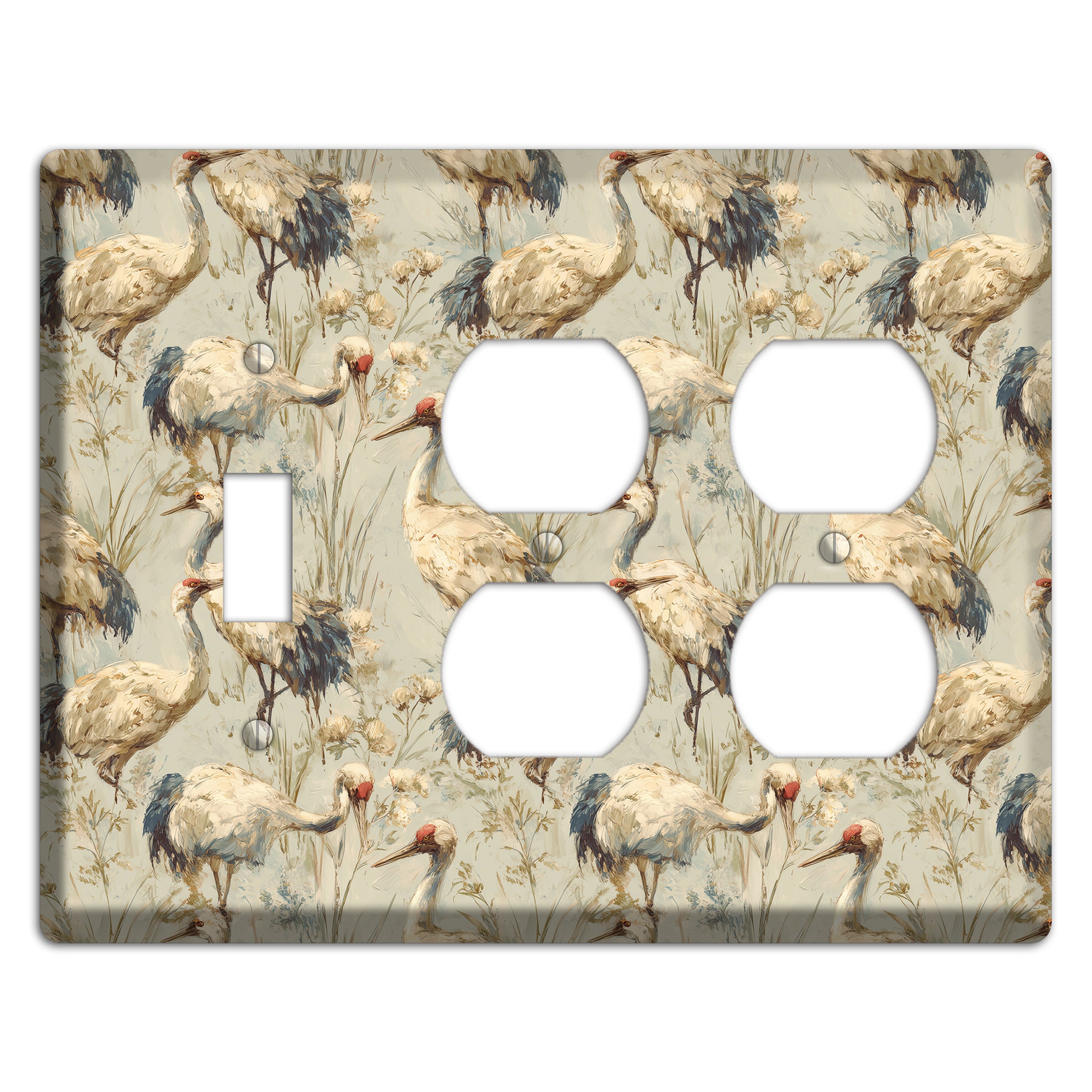 Driftwood Crane Marsh Toggle / 2 Duplex Wallplate