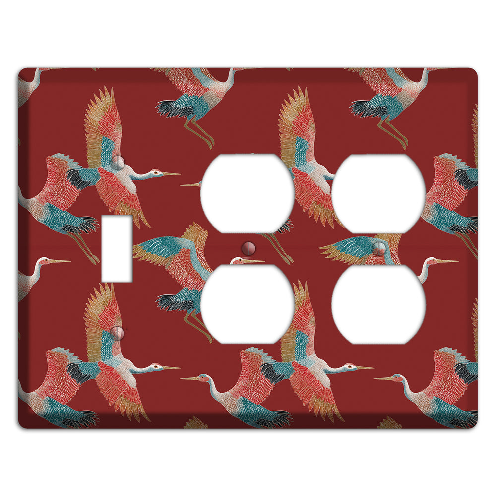 Crimson Heron Dance Toggle / 2 Duplex Wallplate