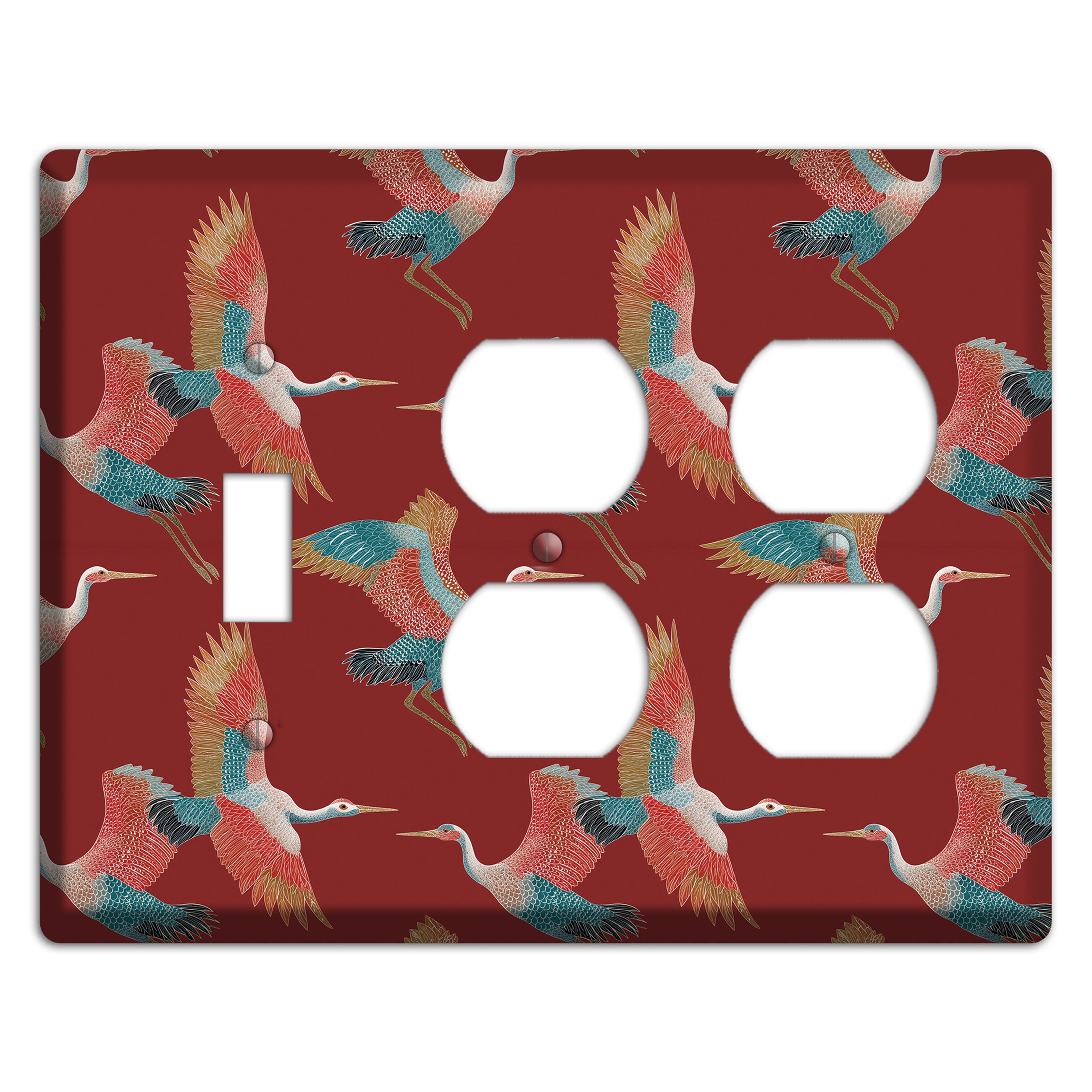 Crimson Heron Dance Toggle / 2 Duplex Wallplate