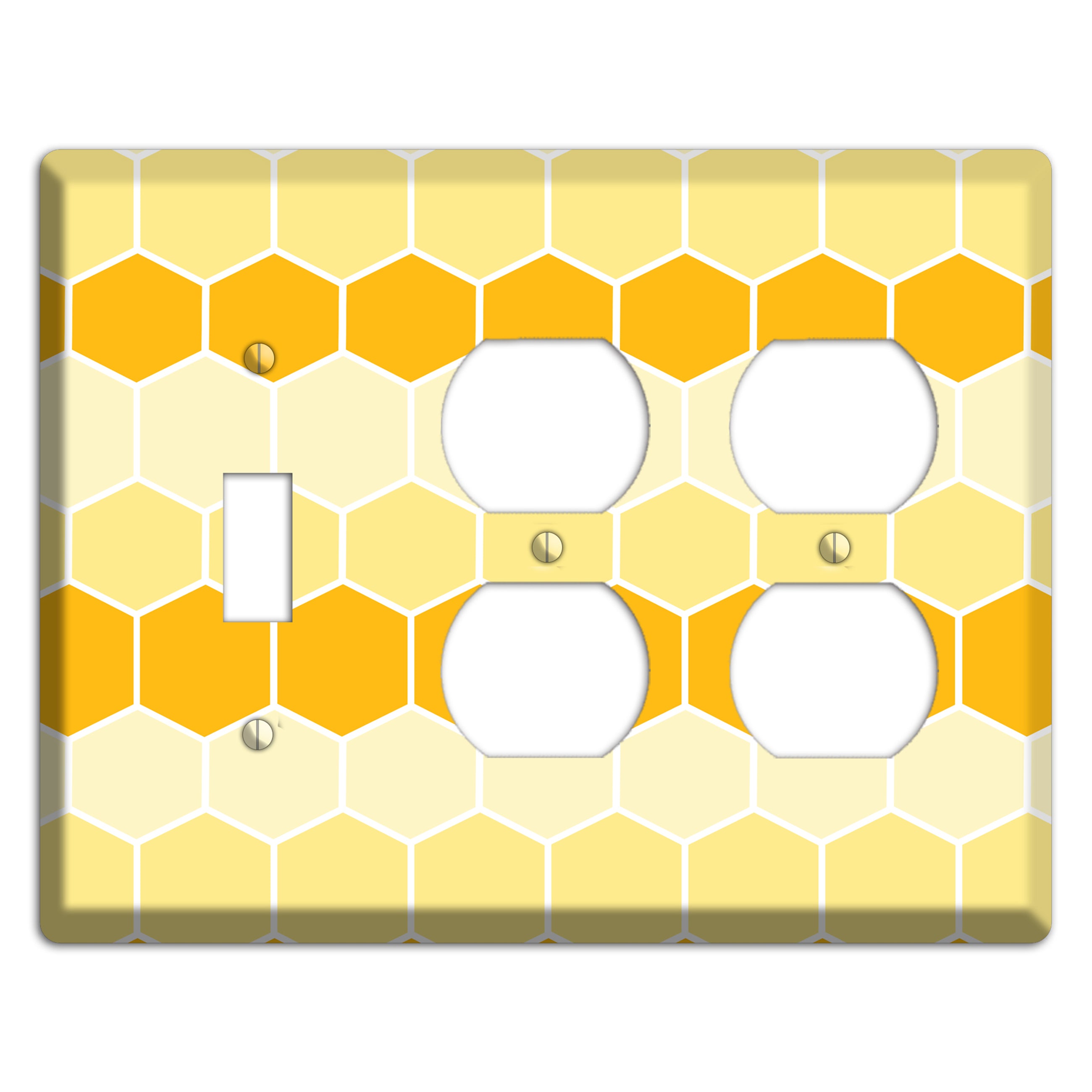 Golden Hollow Grid Toggle / 2 Duplex Wallplate
