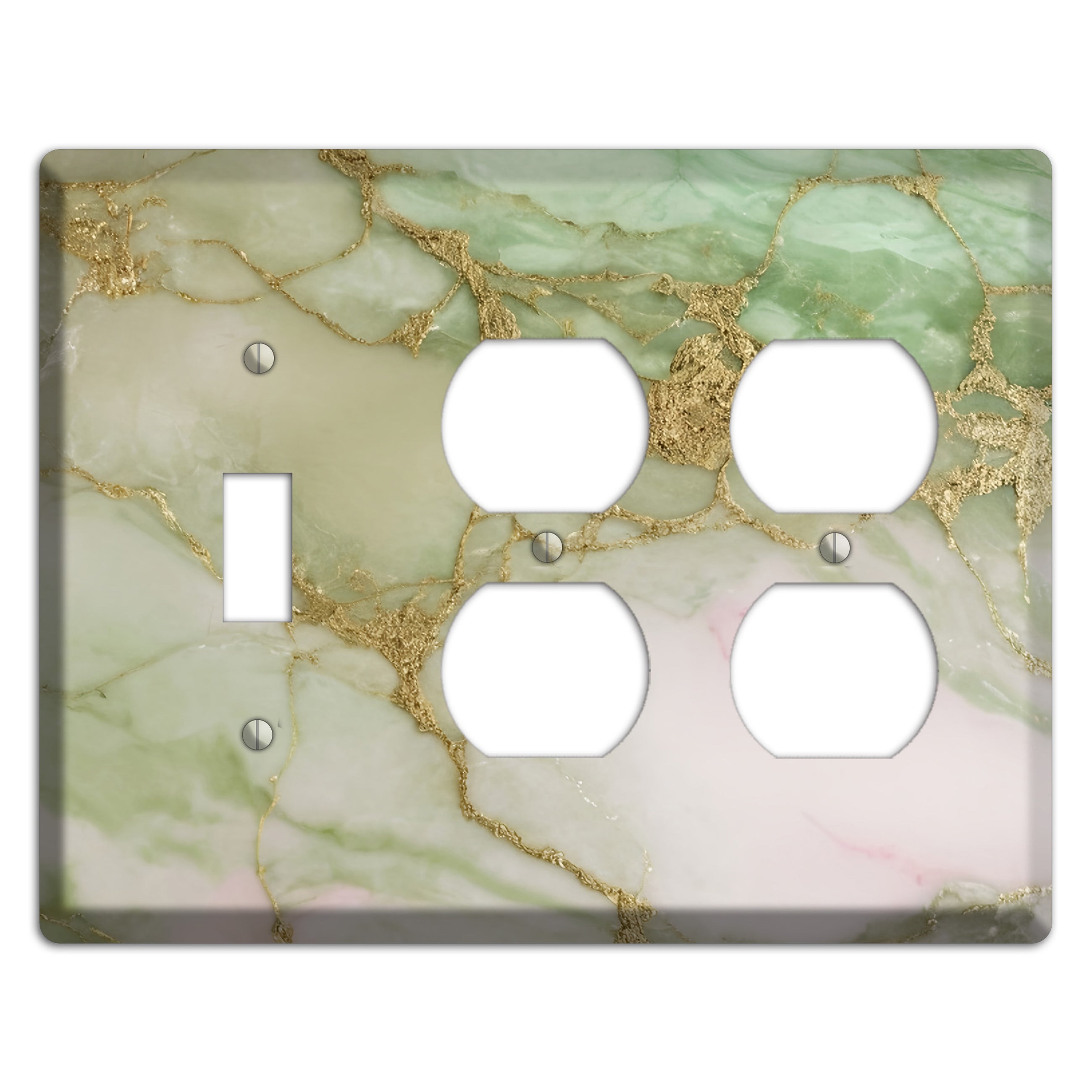Swamp Green Marble Toggle / 2 Duplex Wallplate