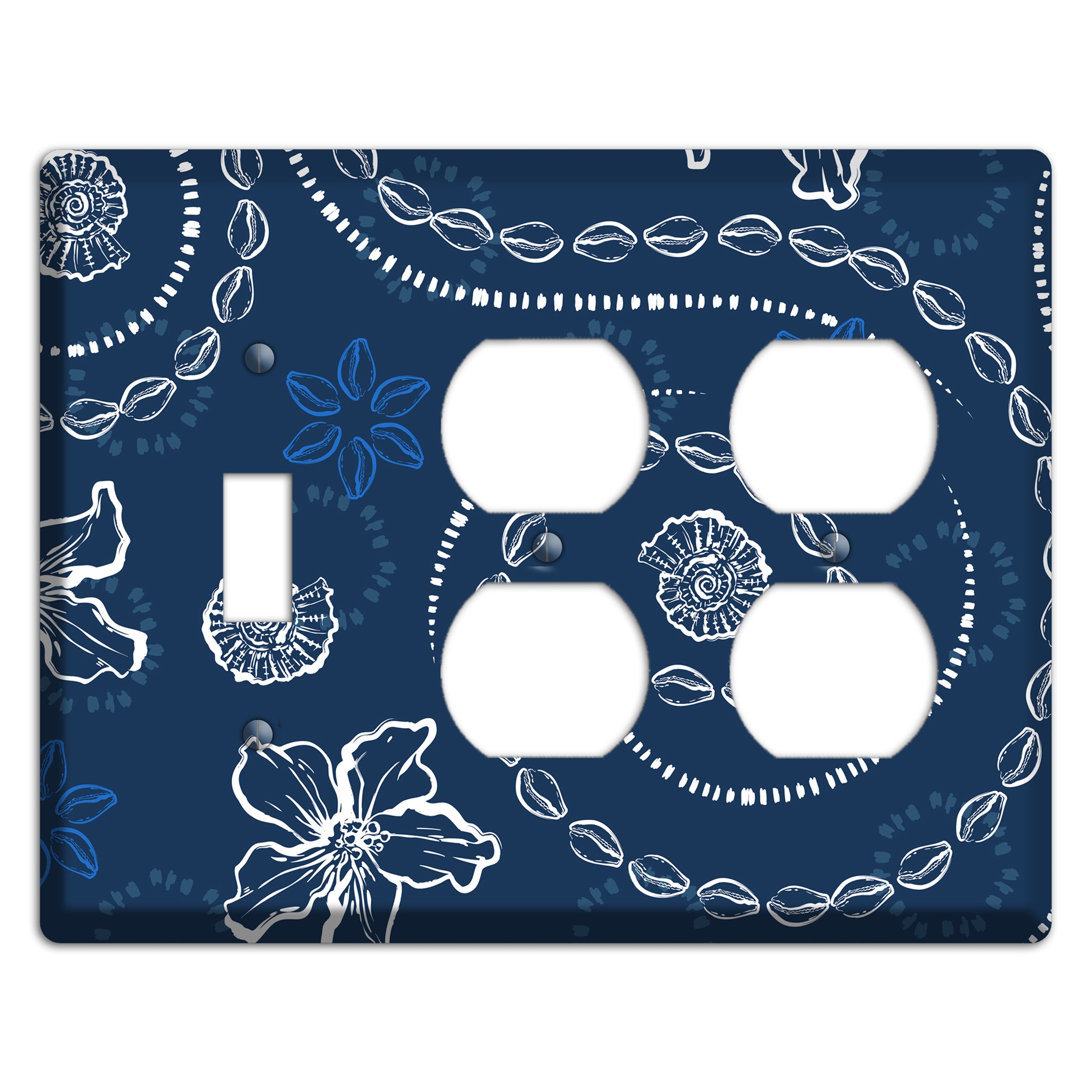 Indigo Cowrie Spiral Toggle / 2 Duplex Wallplate