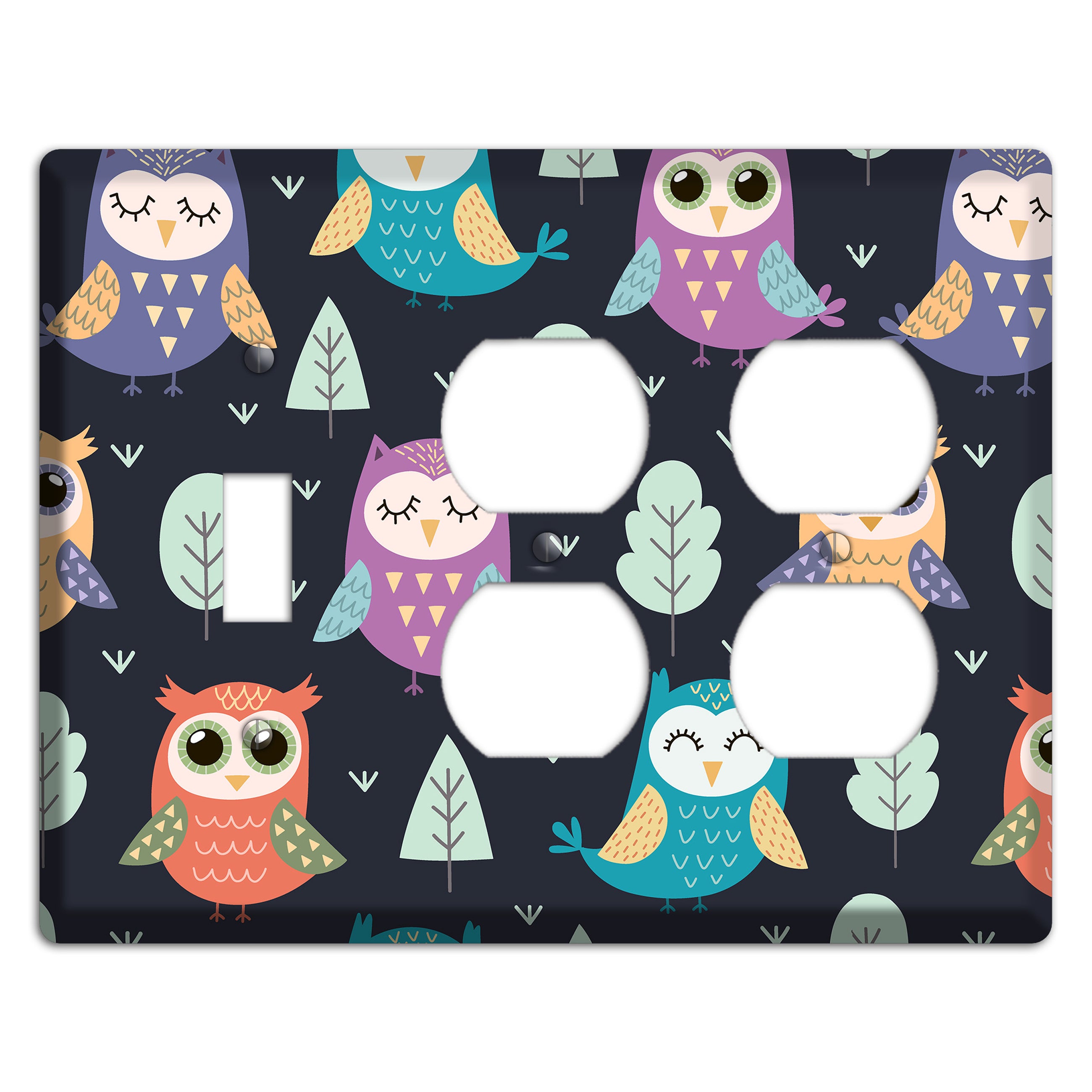 Dreamy Owls (Navy) Toggle / 2 Duplex Wallplate
