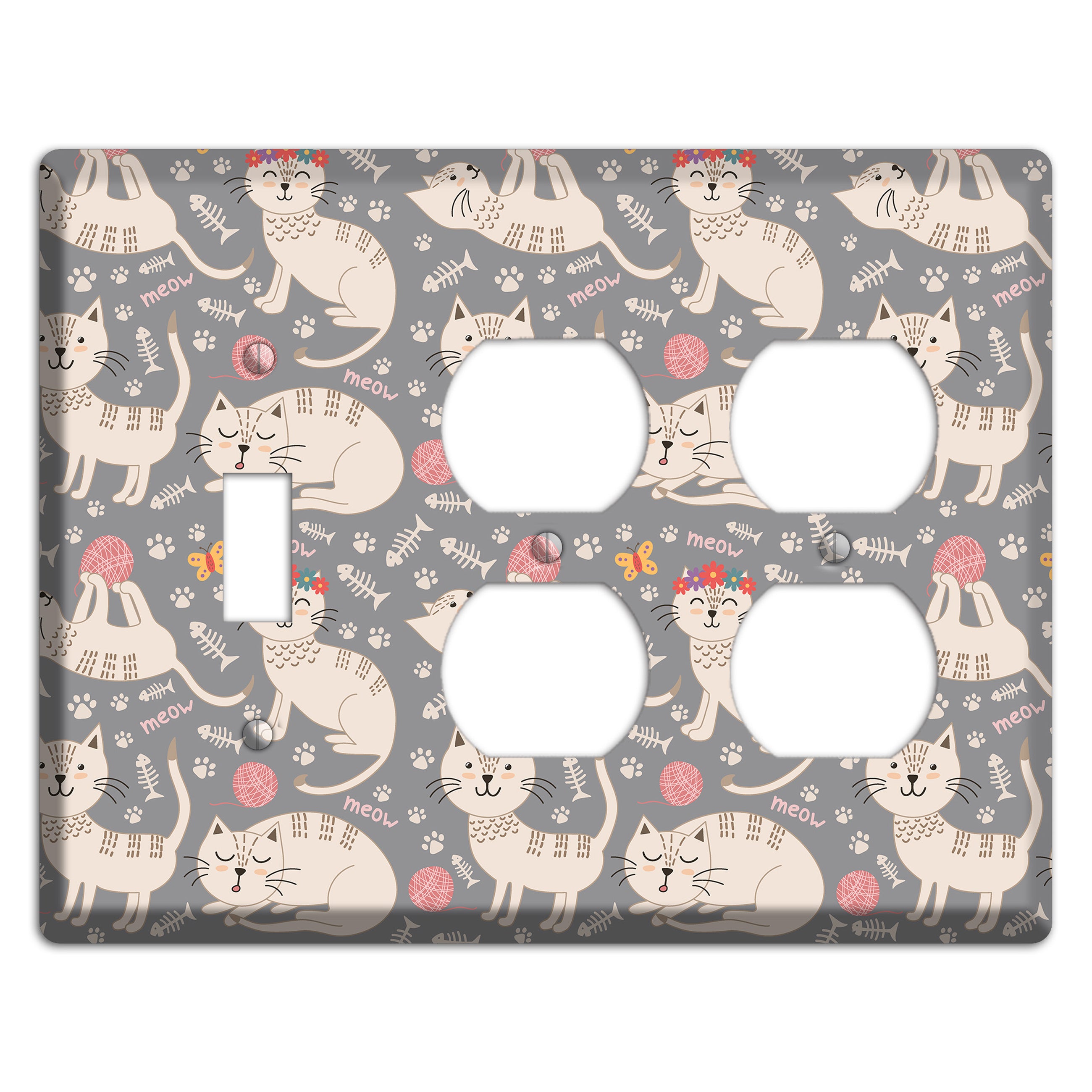 Meow Mix (Gray) Toggle / 2 Duplex Wallplate
